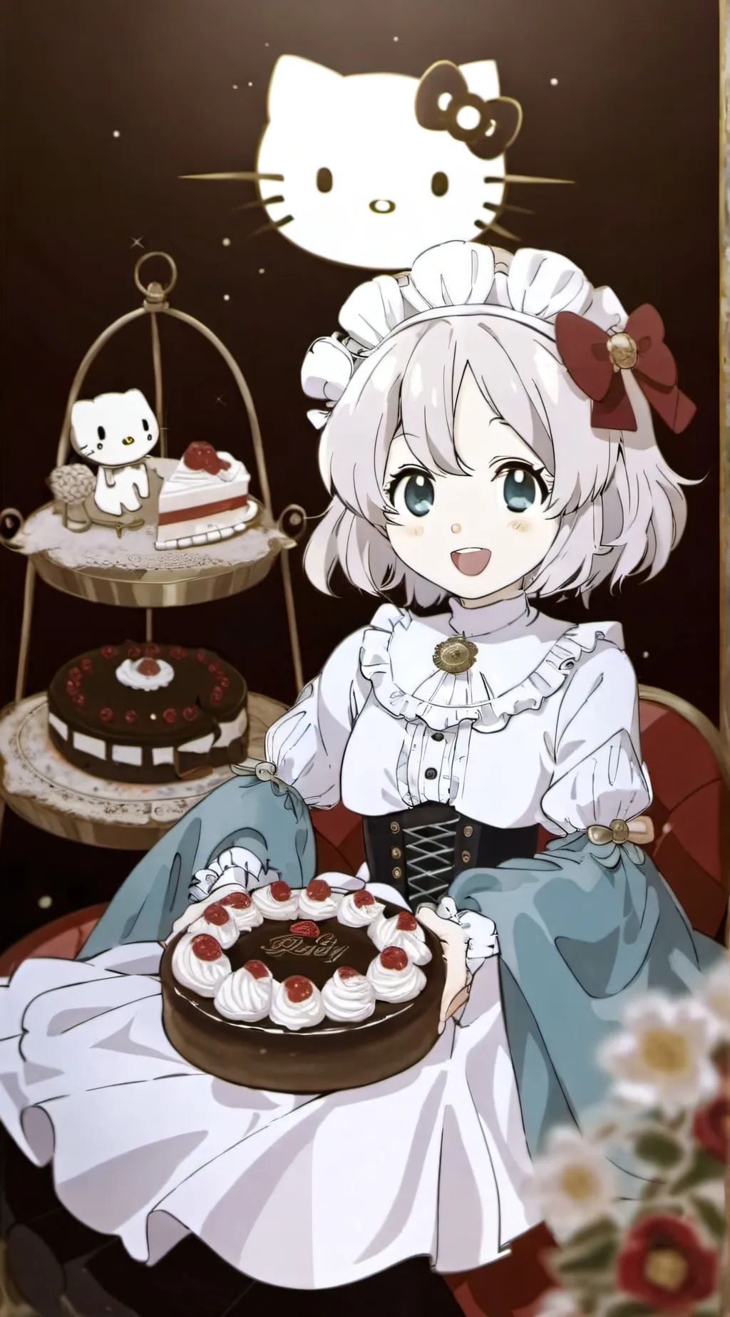 ai character: hello kitty cafe background