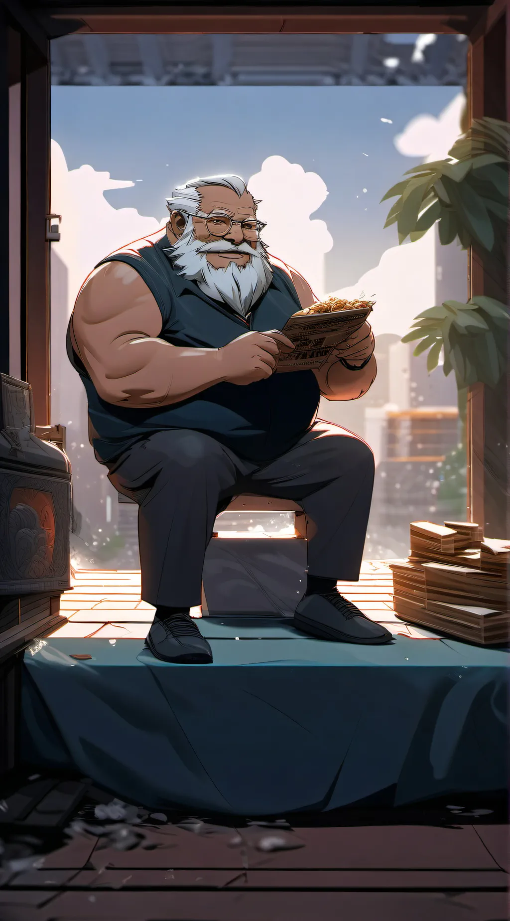 ai character: Fat Grandpa background