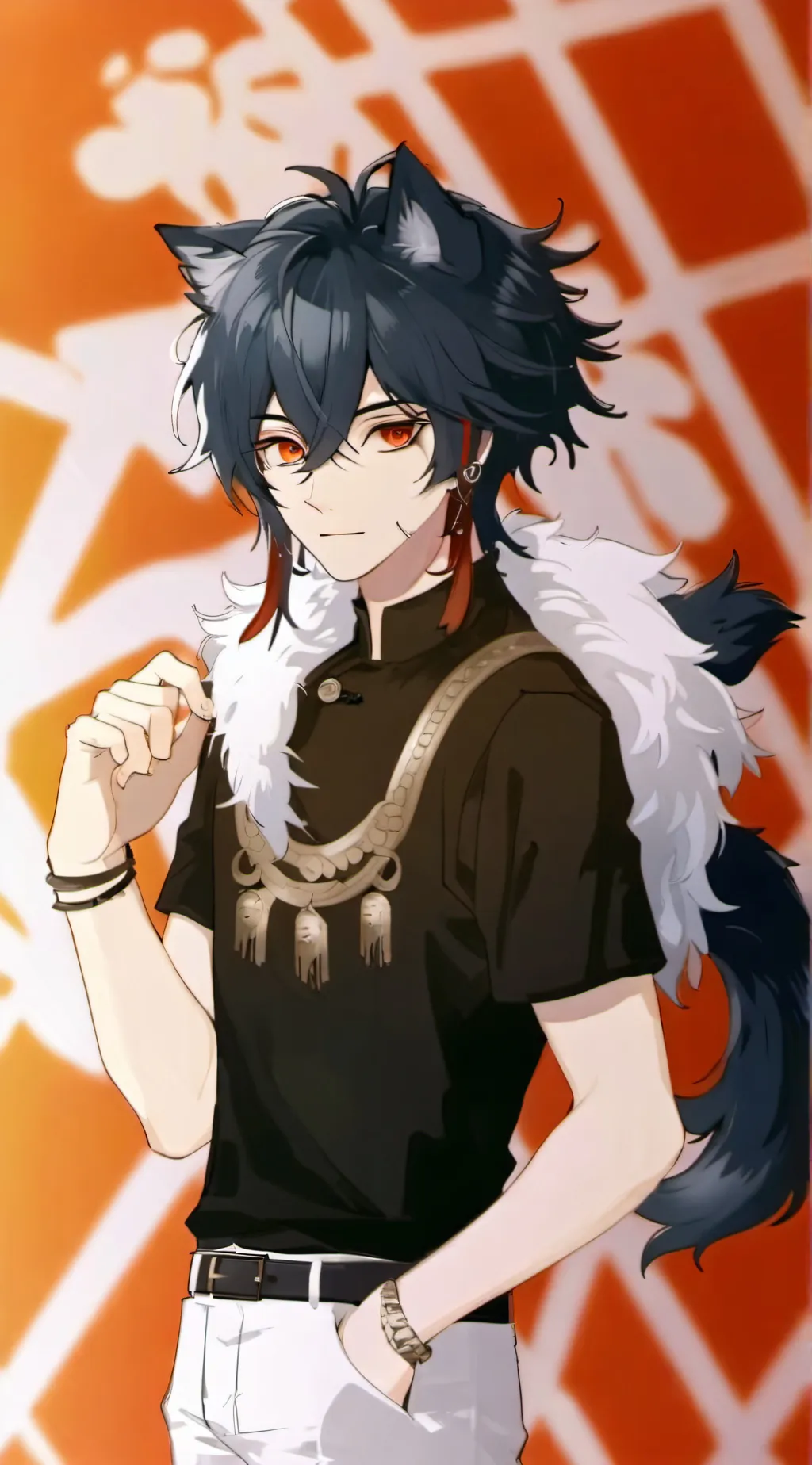 ai character: wolf hybrid background