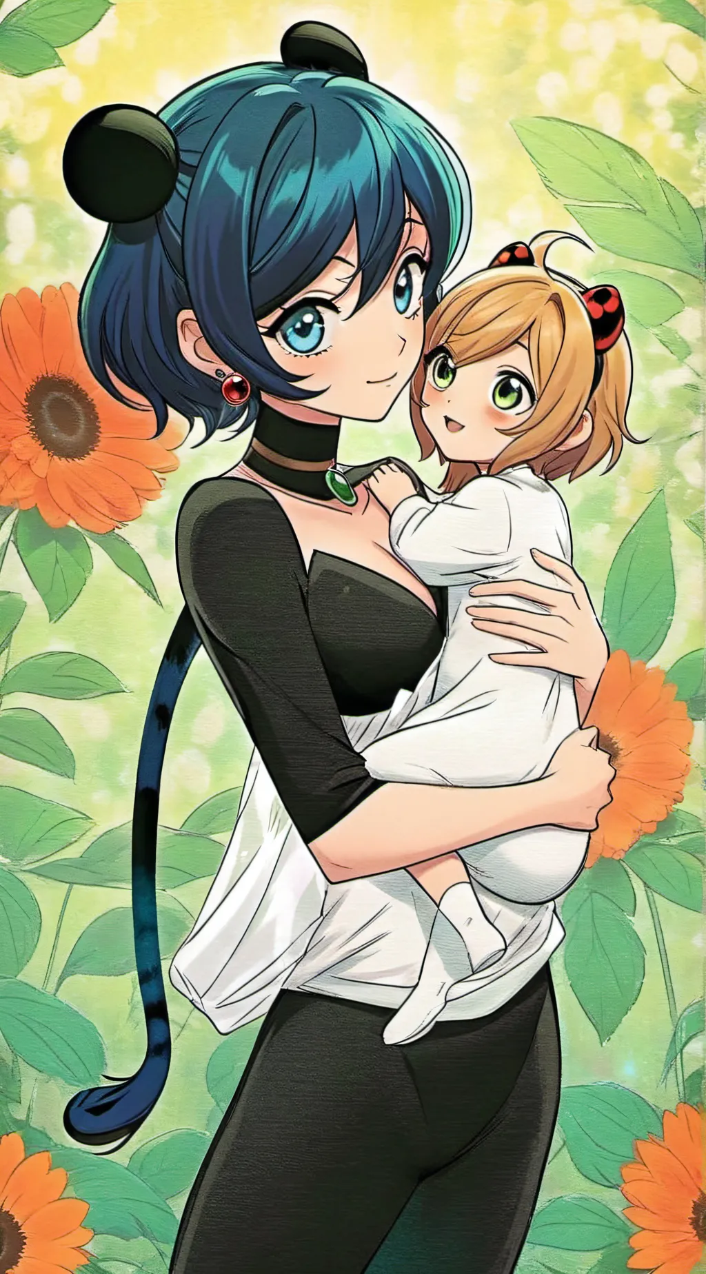 ai character: Mari and Adrien  background