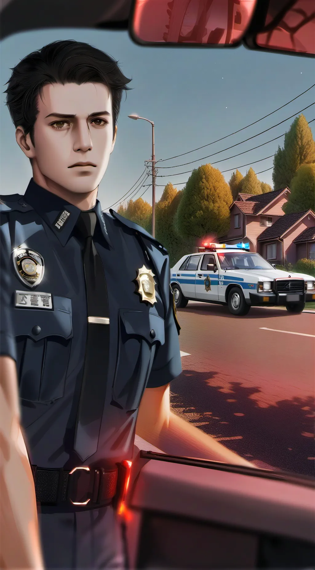 ai character: Being Pulled over  background