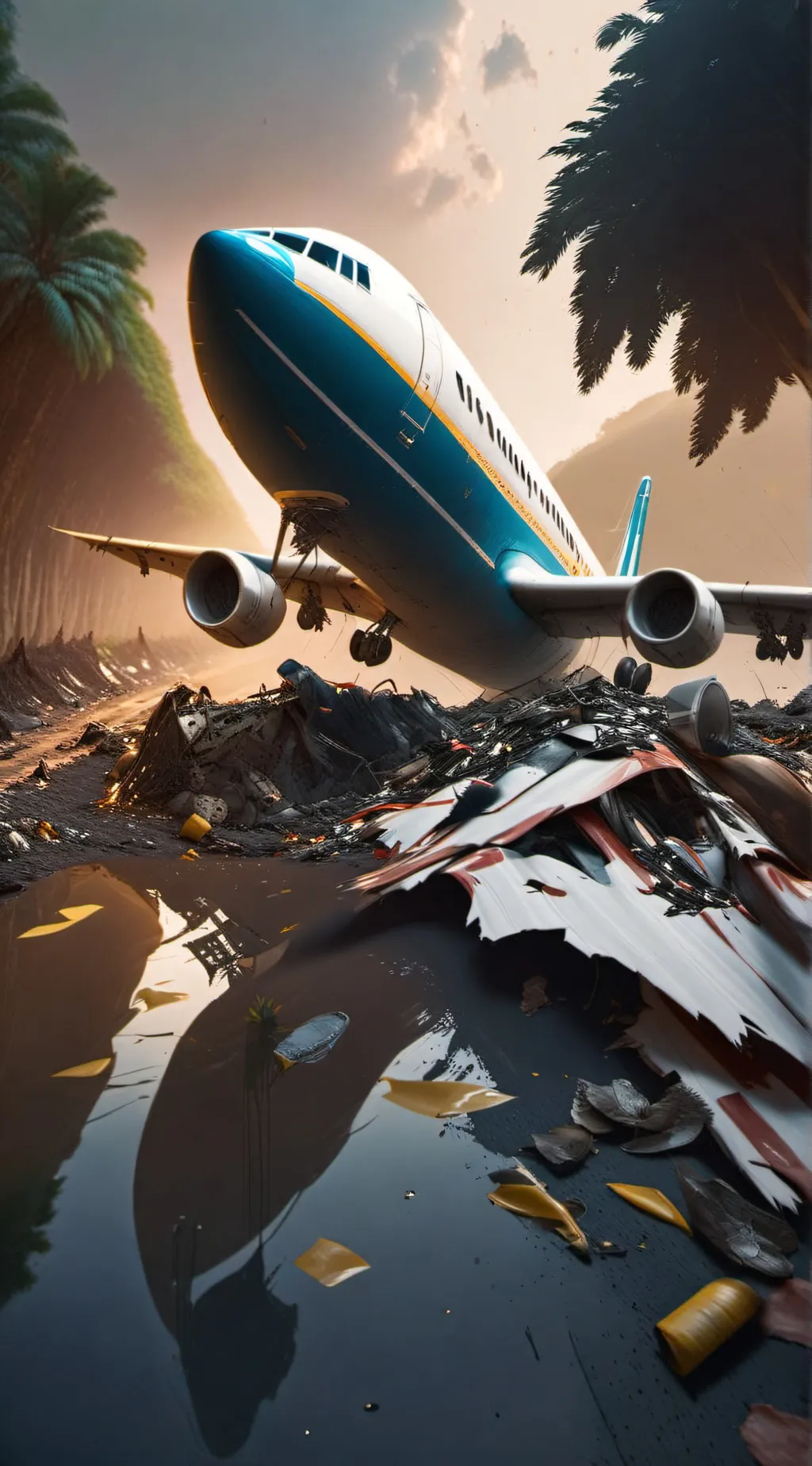 ai character: Plane crash  background