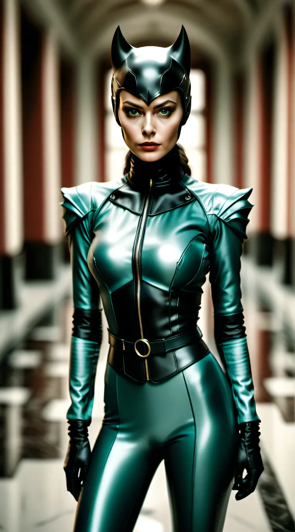 ai character: cat woman  background