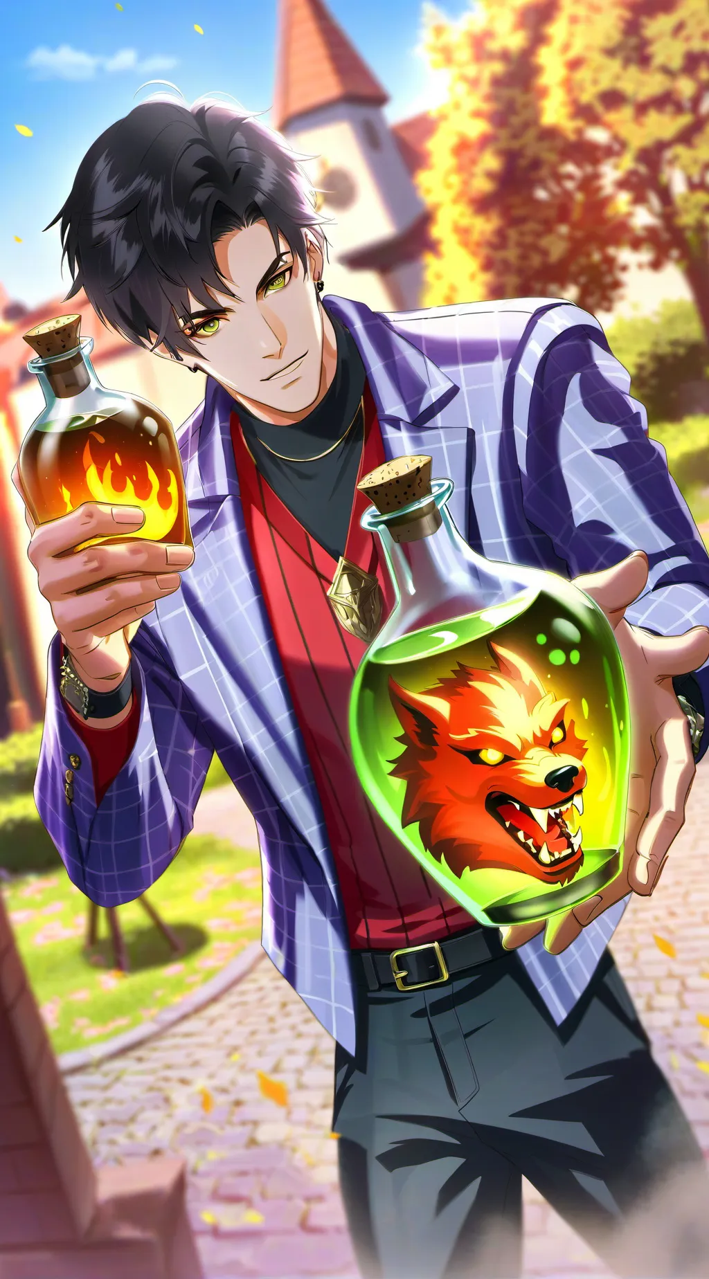 ai character: Werewolf potion background