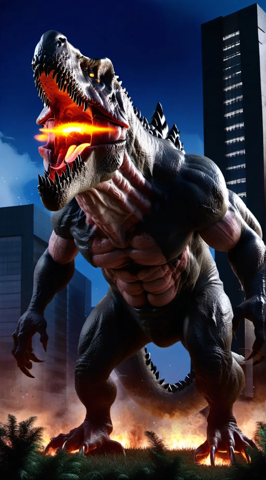 ai character: Godzilla background