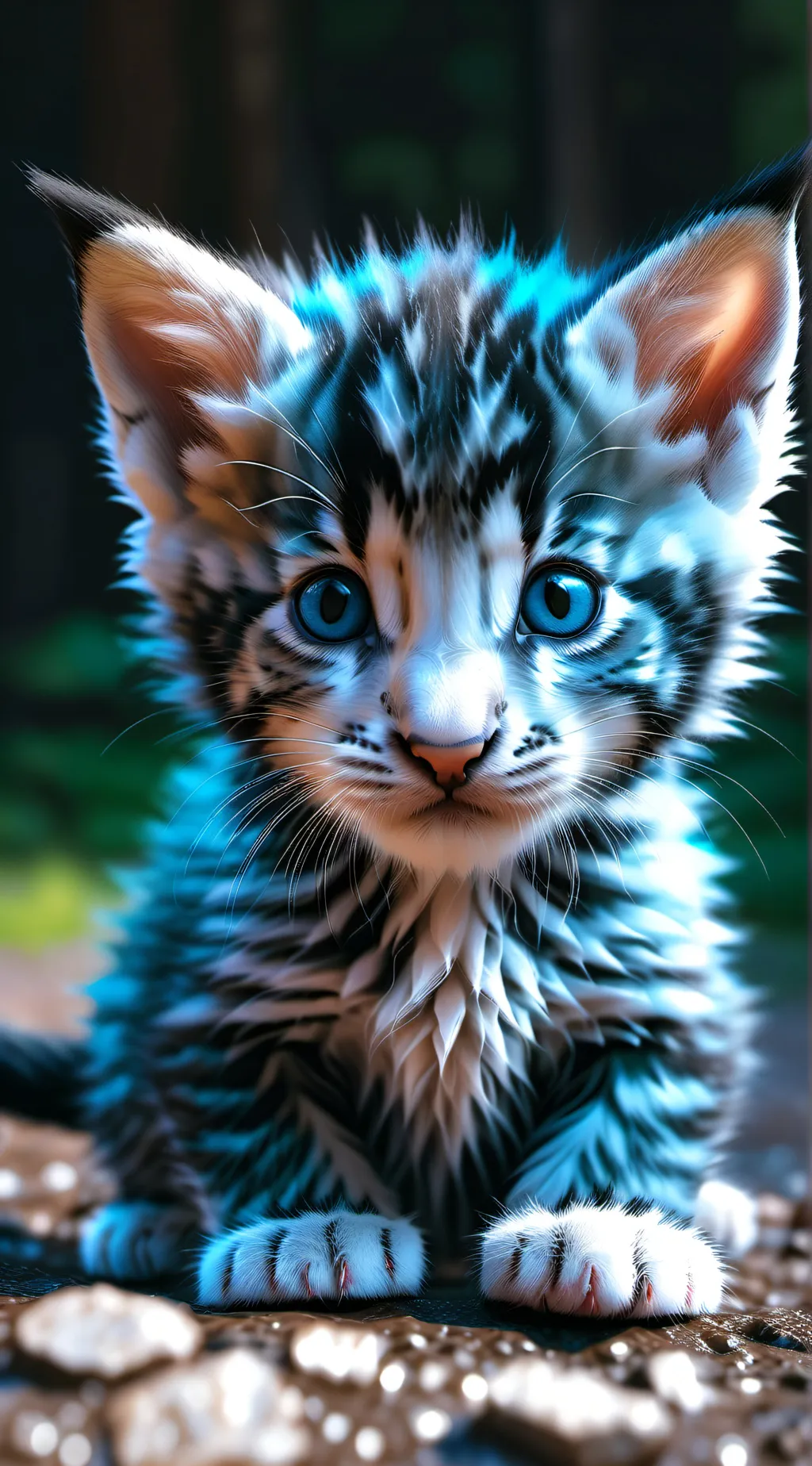 ai character: Tiny kitten  background