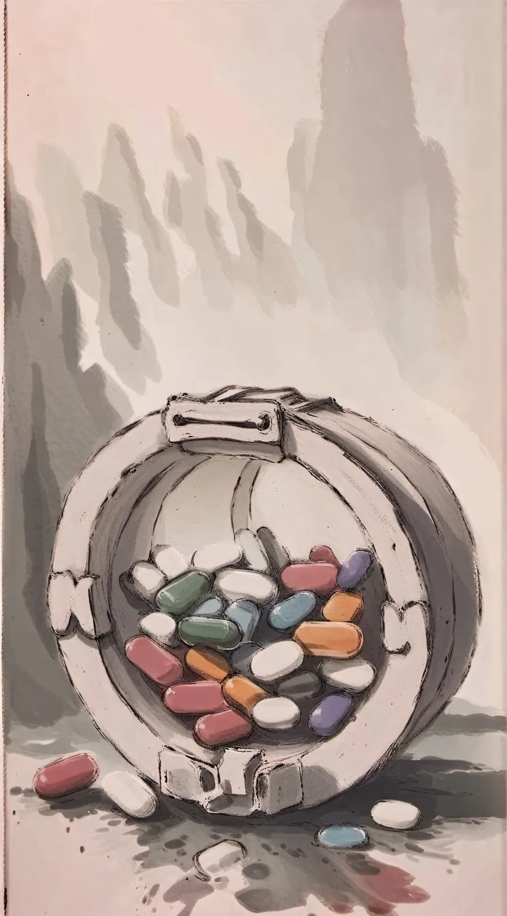 ai character: Building pills background