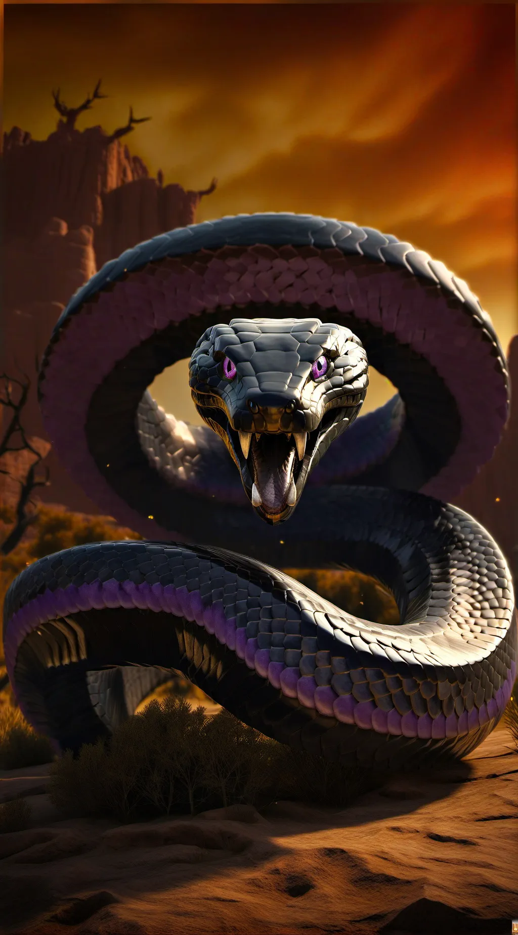ai character: giant purple snake background