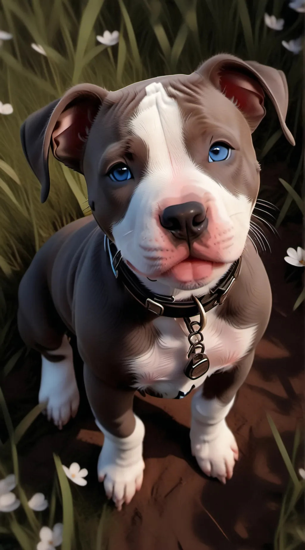 ai character: Pit bull puppy  background
