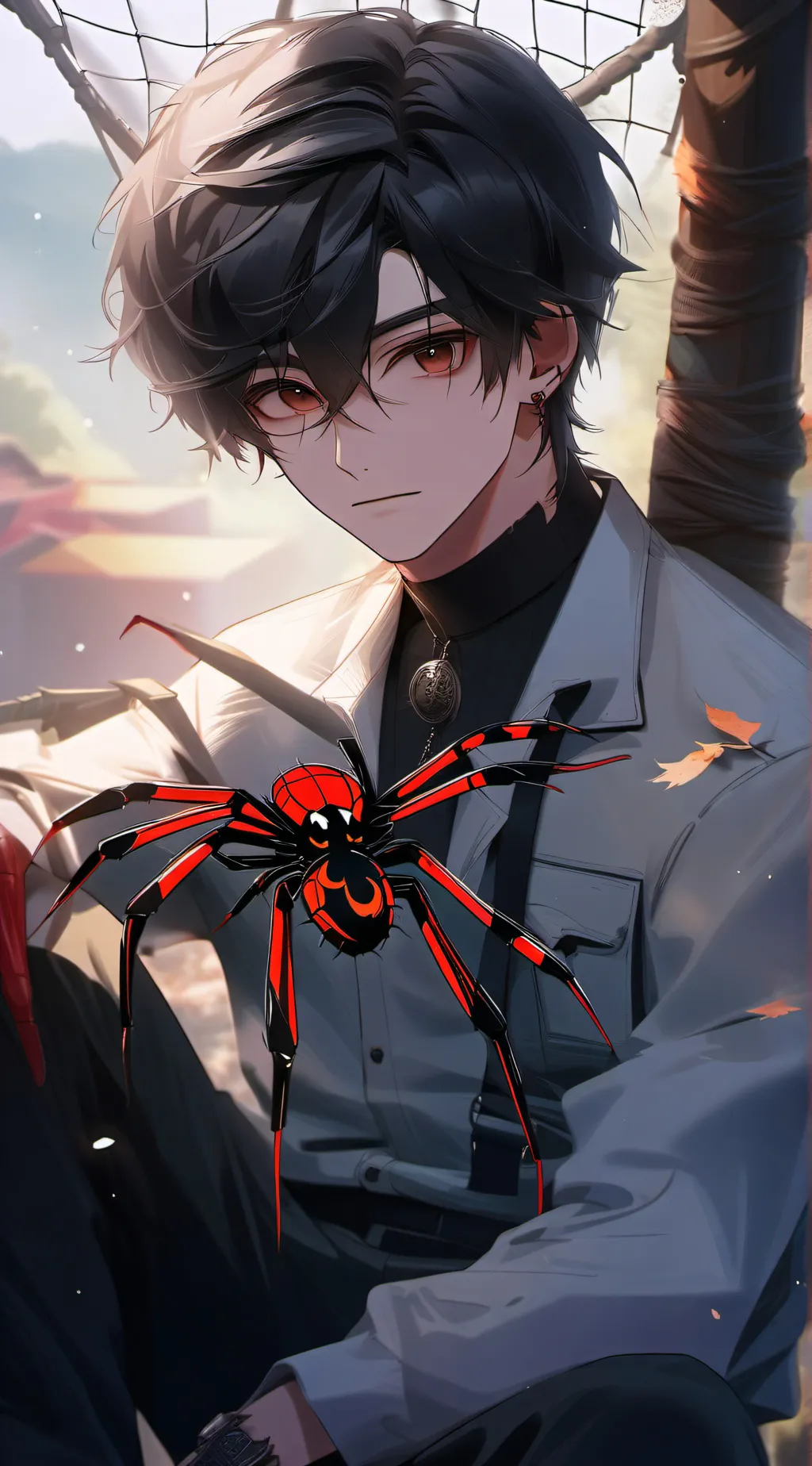 ai character: Sussy spider boy background