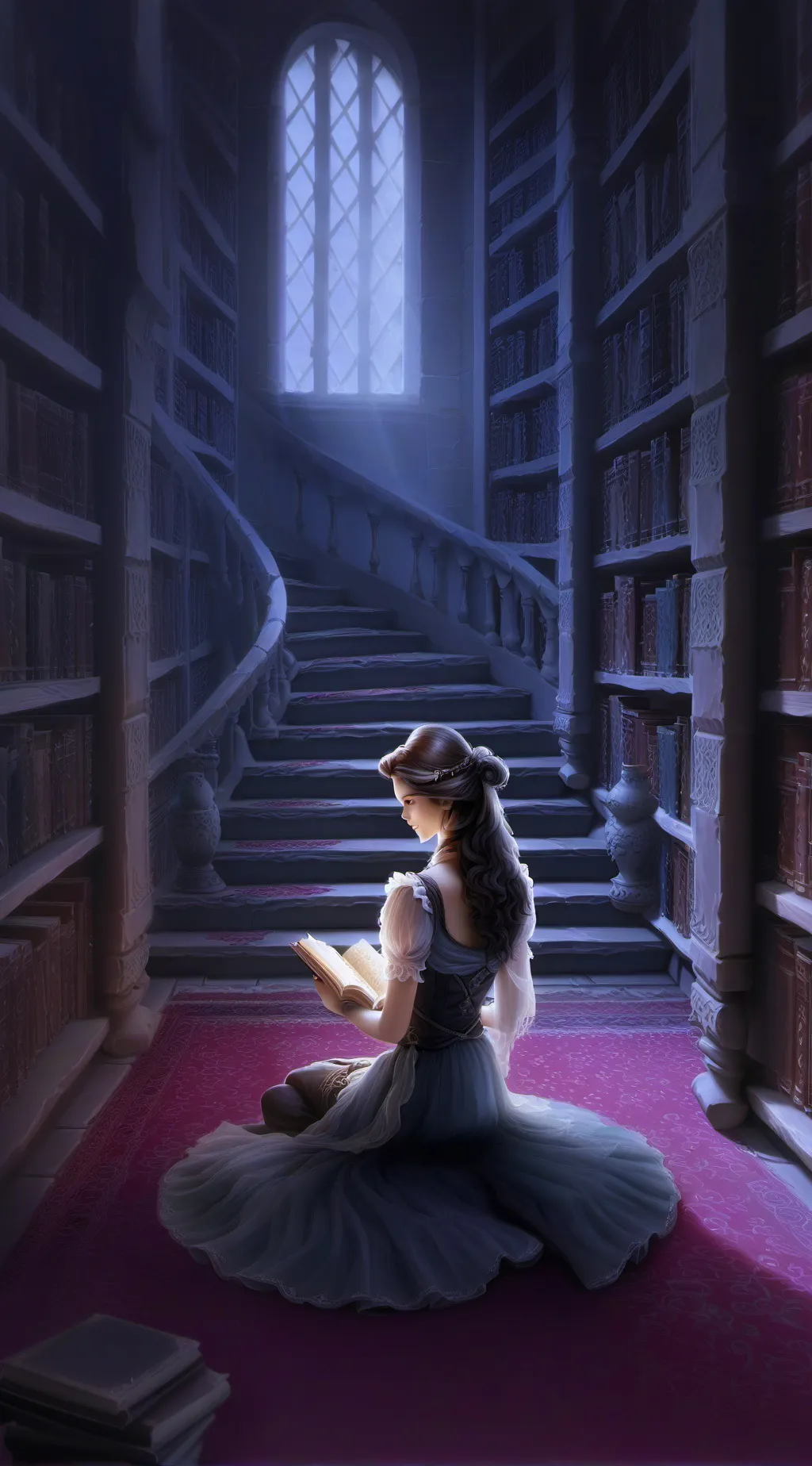 ai character: Library background