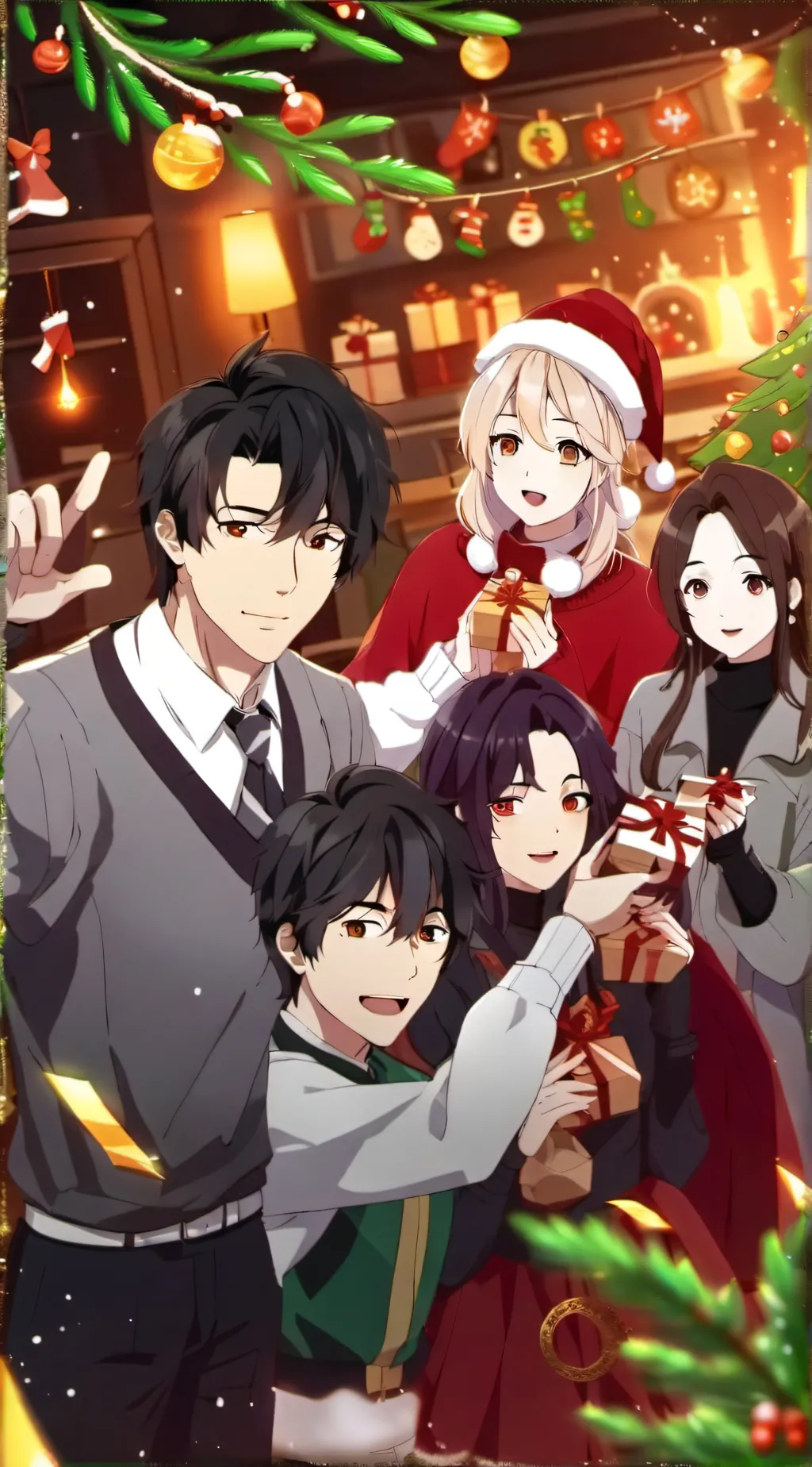 ai character: hh Christmas  background