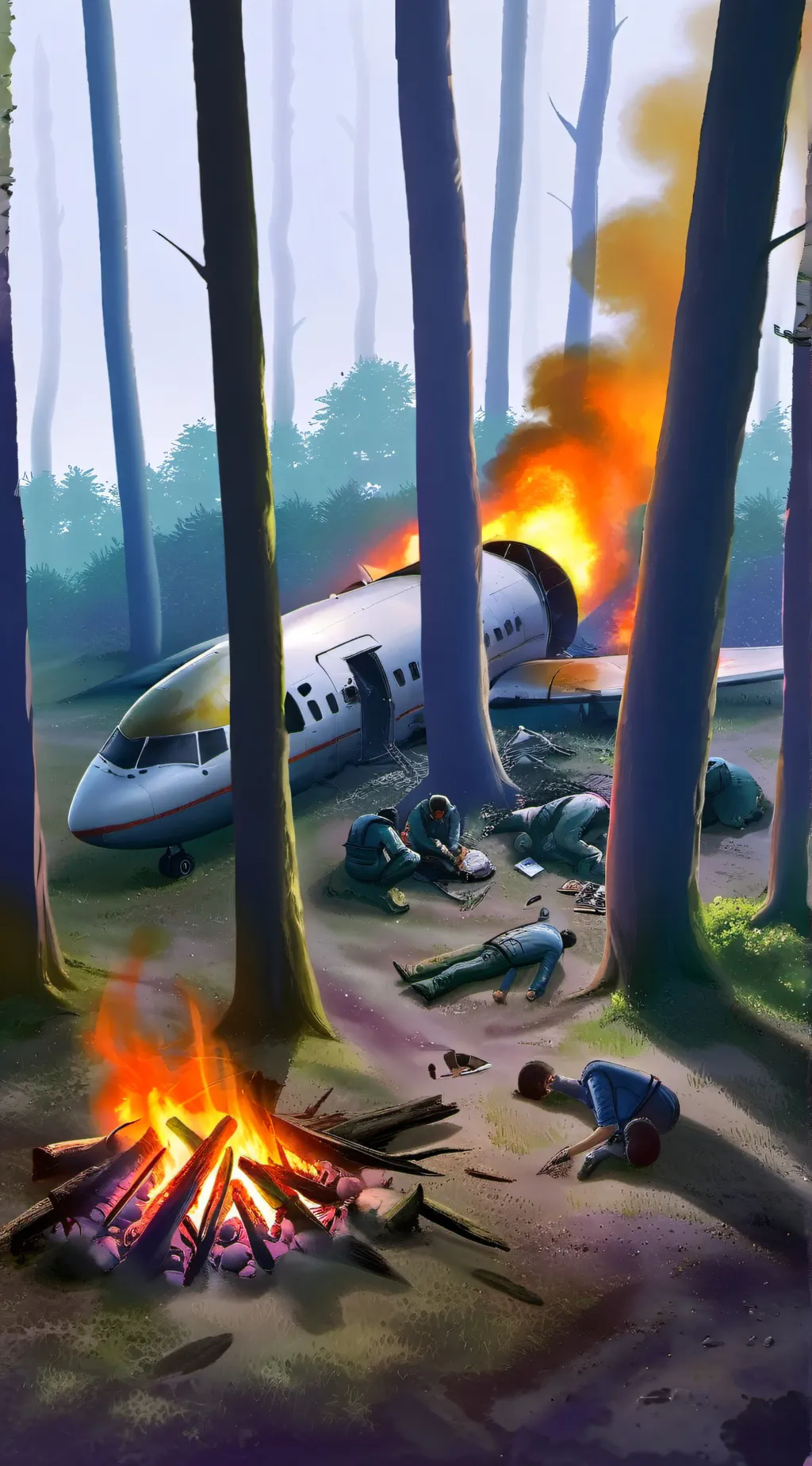 ai character: Plane crash background