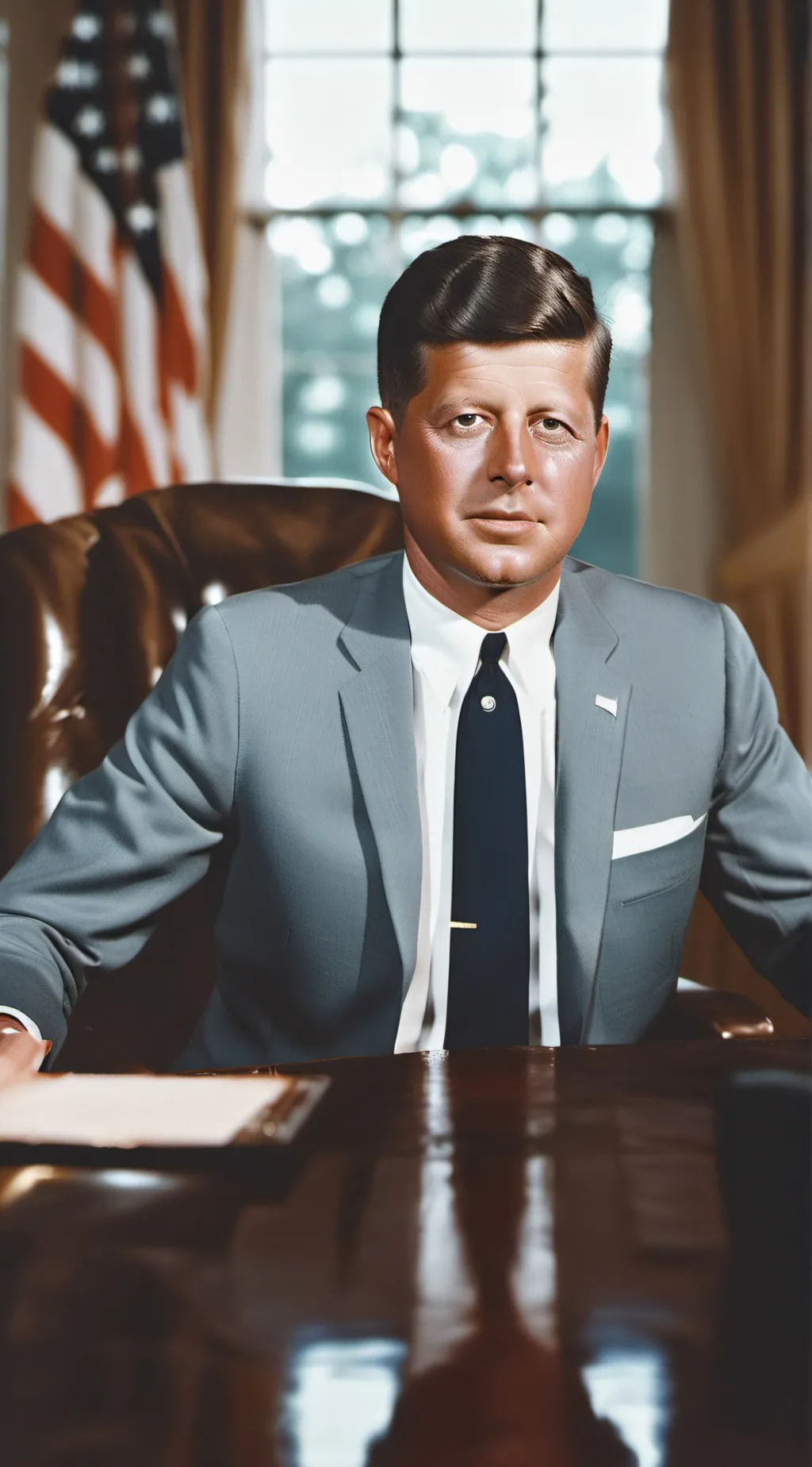 ai character: John F. Kennedy background