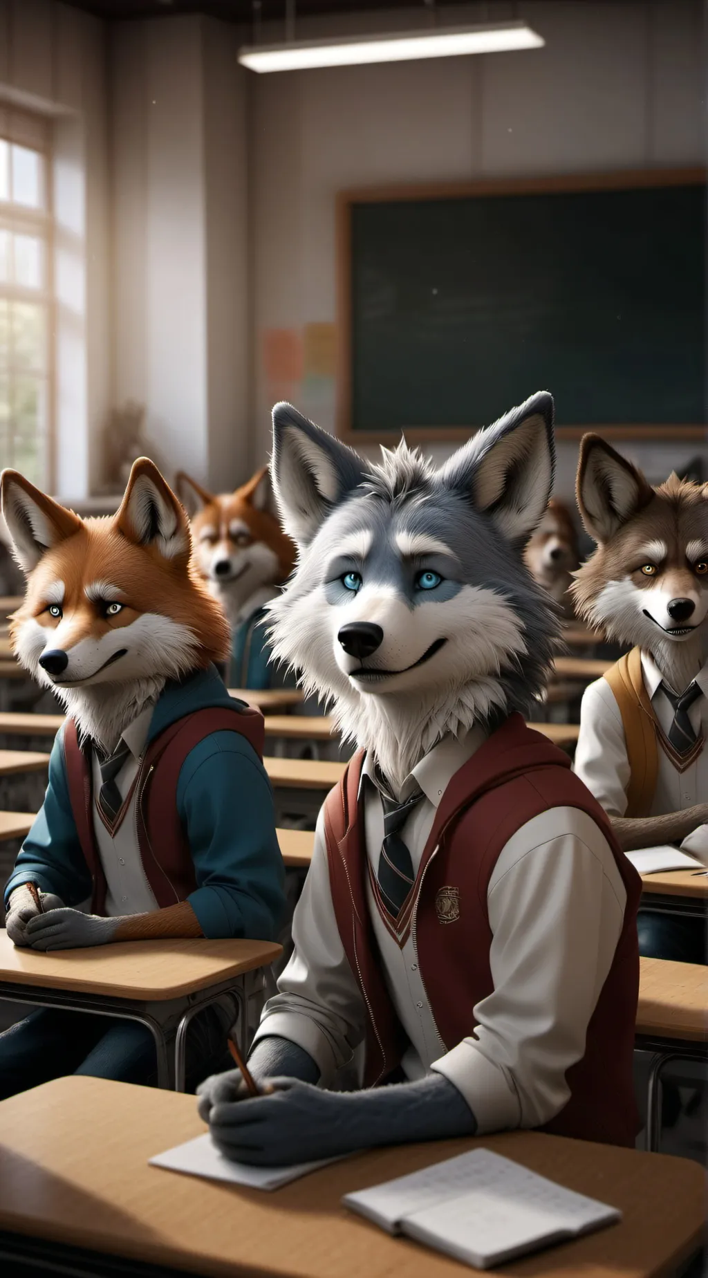 ai character: Furry School background