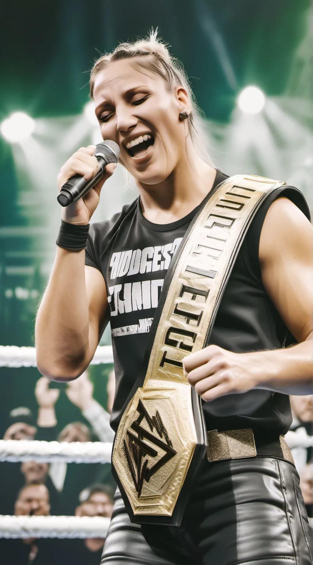 ai character: Rhea Ripley  background