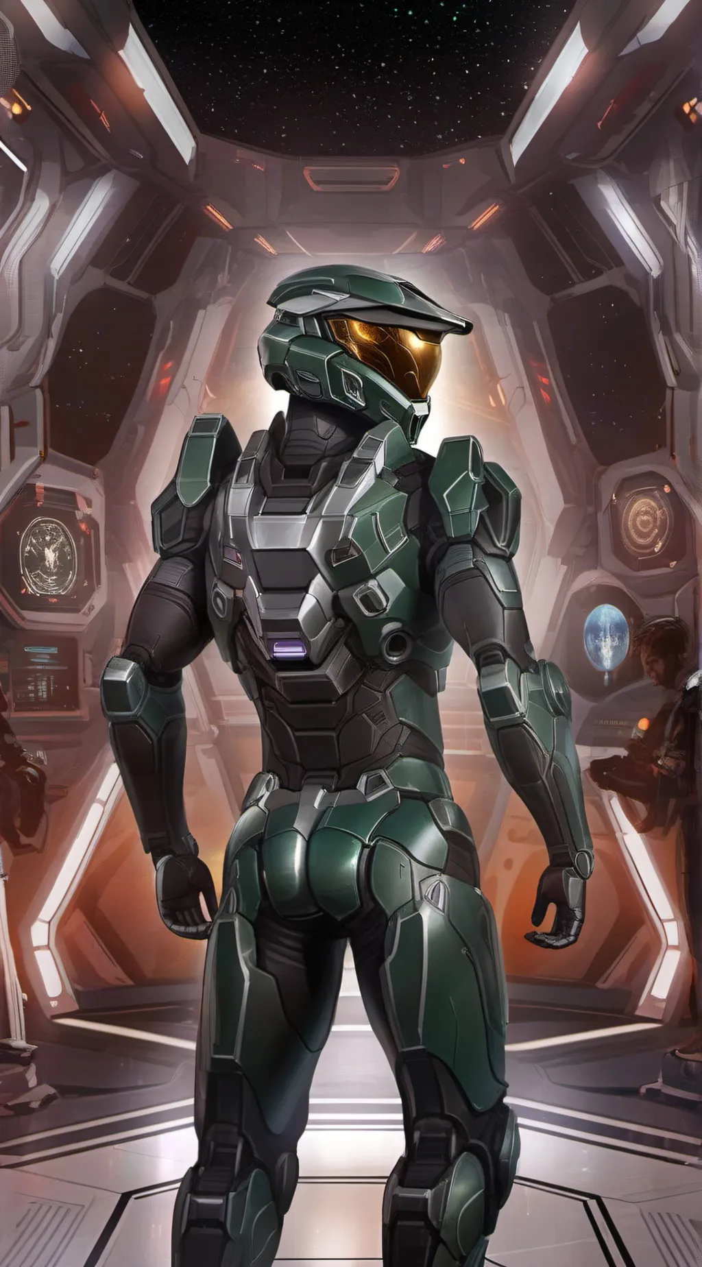 ai character: Caked master cheif background