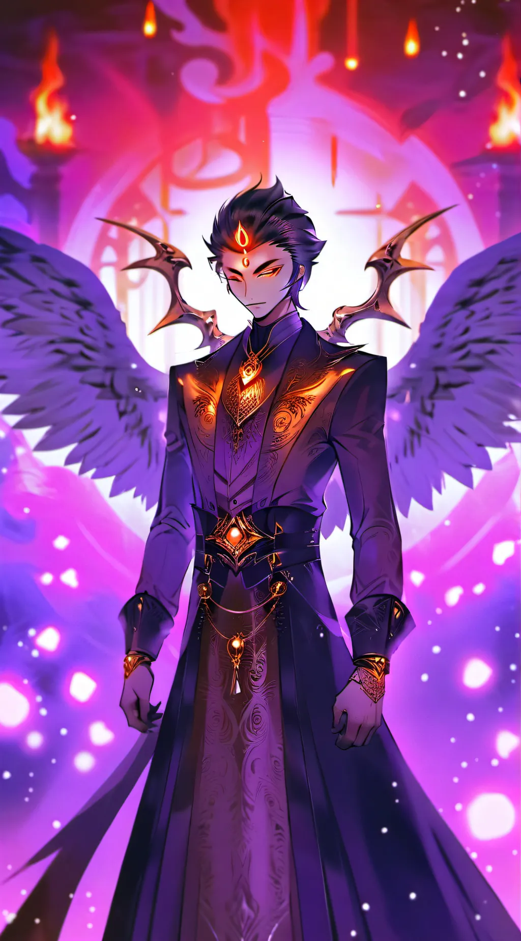 ai character: stolas Goisha  background
