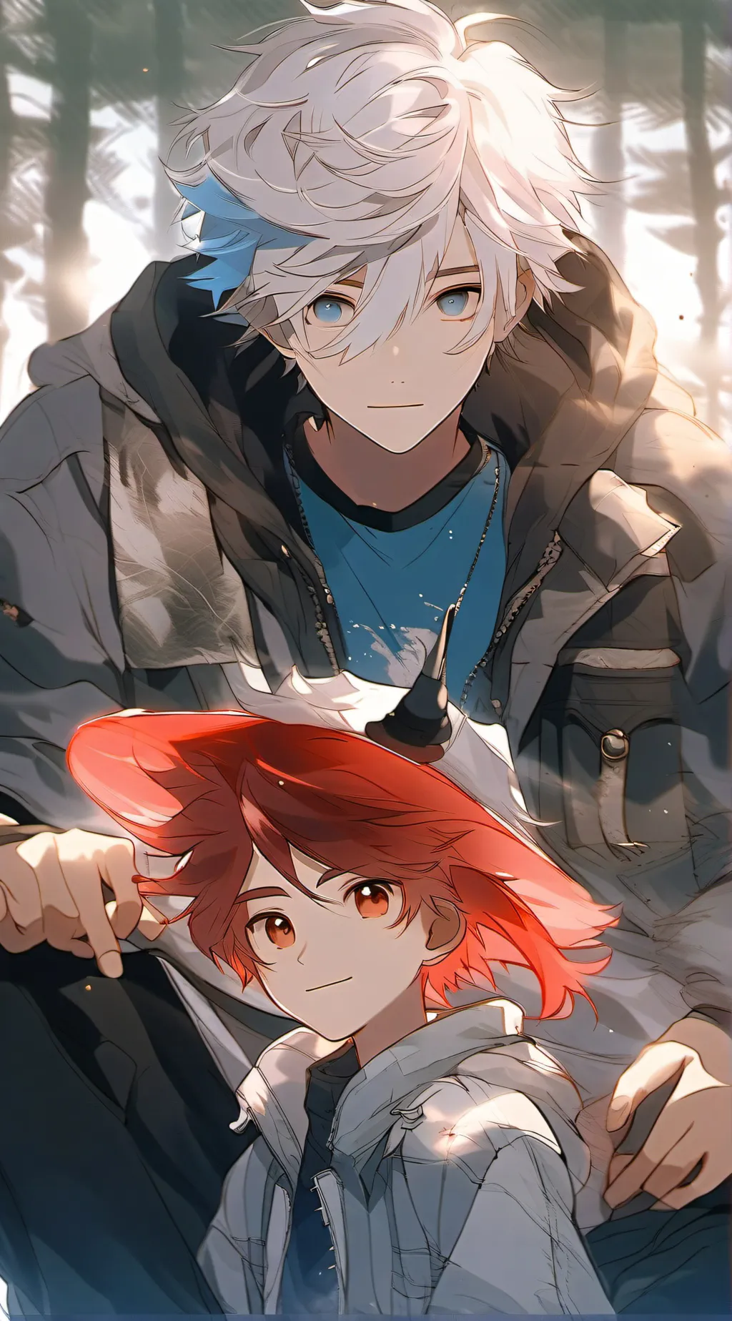 ai character: Zach and Andrew  background