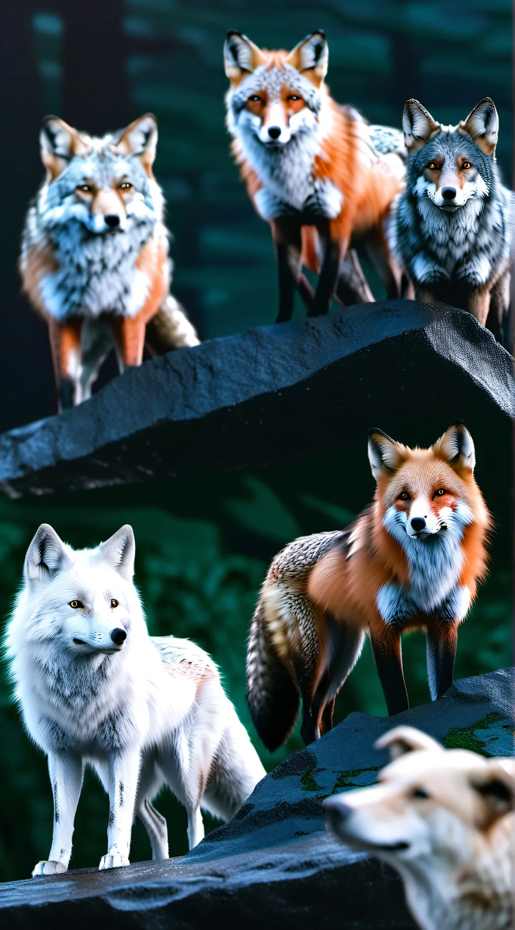 ai character: pack of foxs background