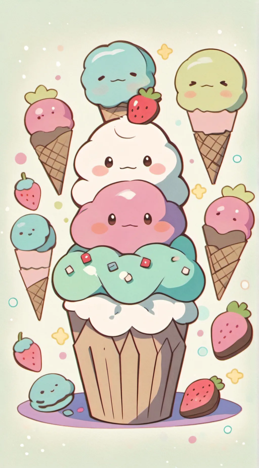 ai character: Ice-cream world background
