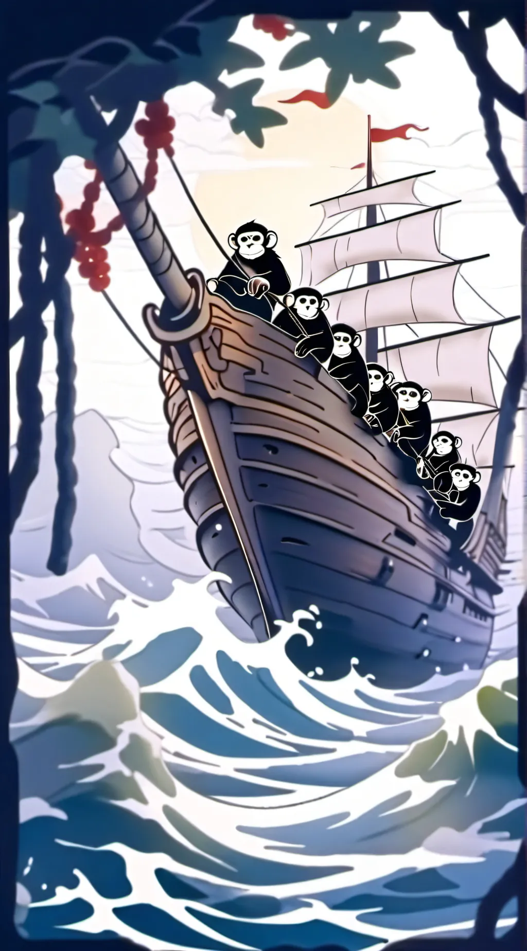 ai character: Monkey raft  background