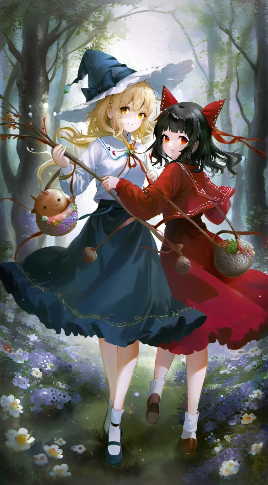 ai character: Marisa and reimu background