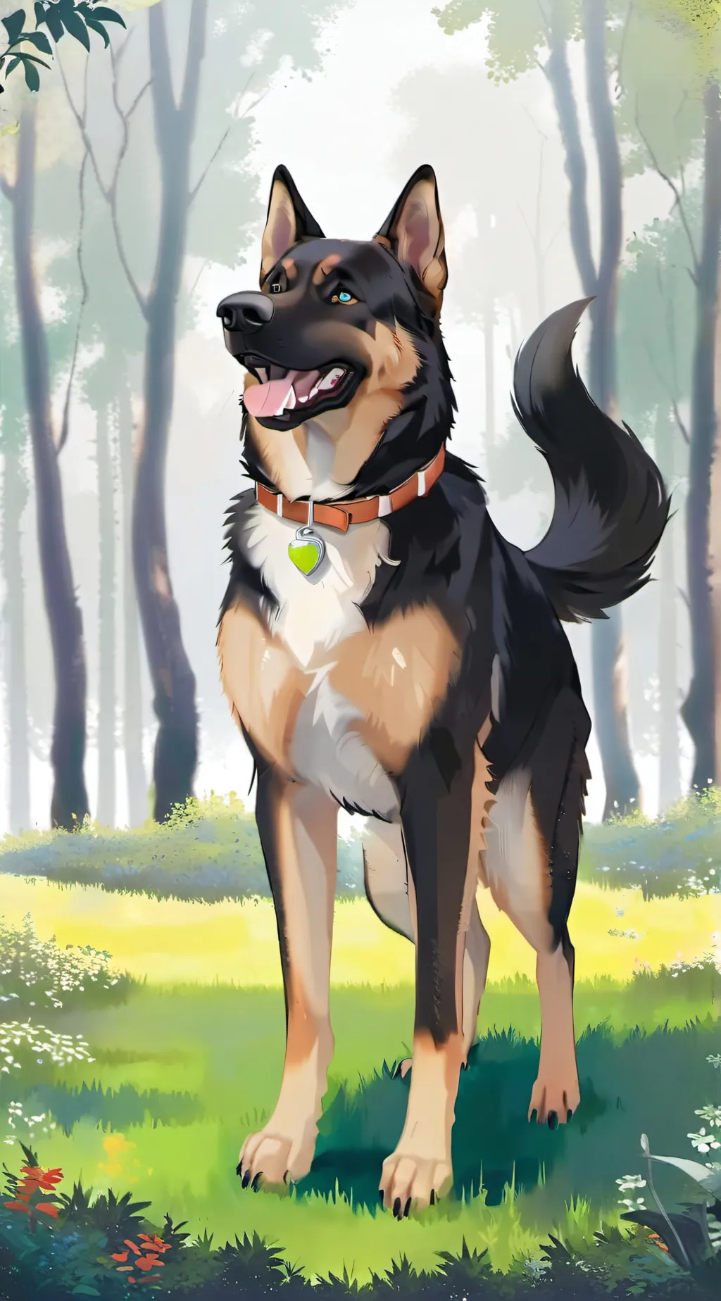 ai character: German shepherd  background