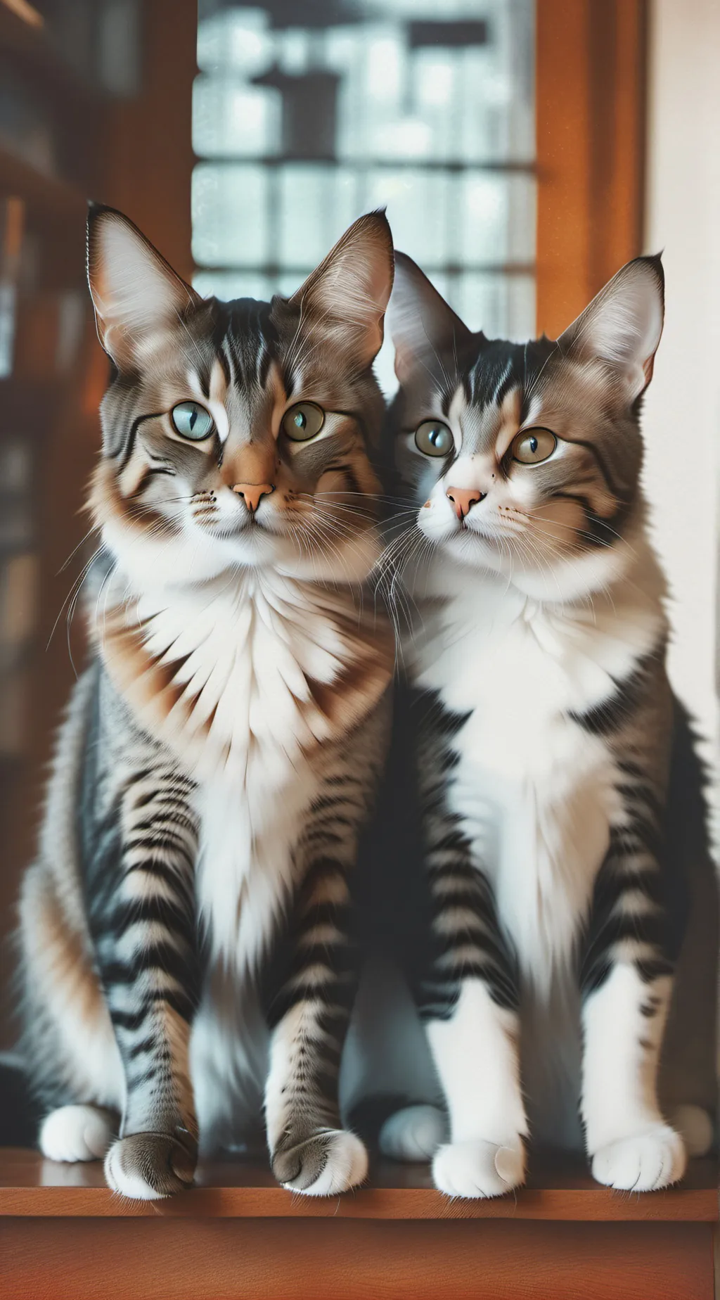 ai character: 2 cats kiss background