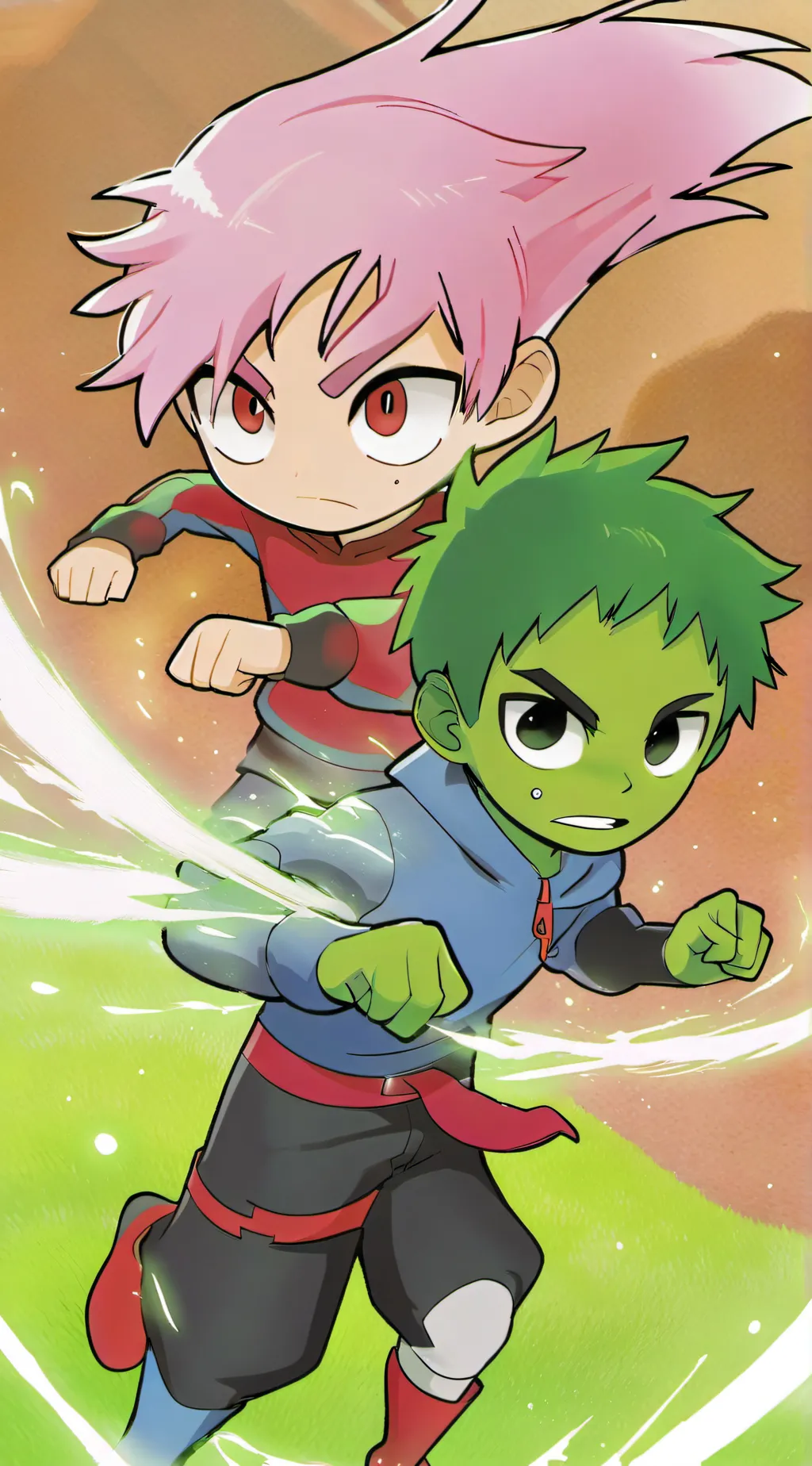 ai character: BeastBoy vs Nimona background
