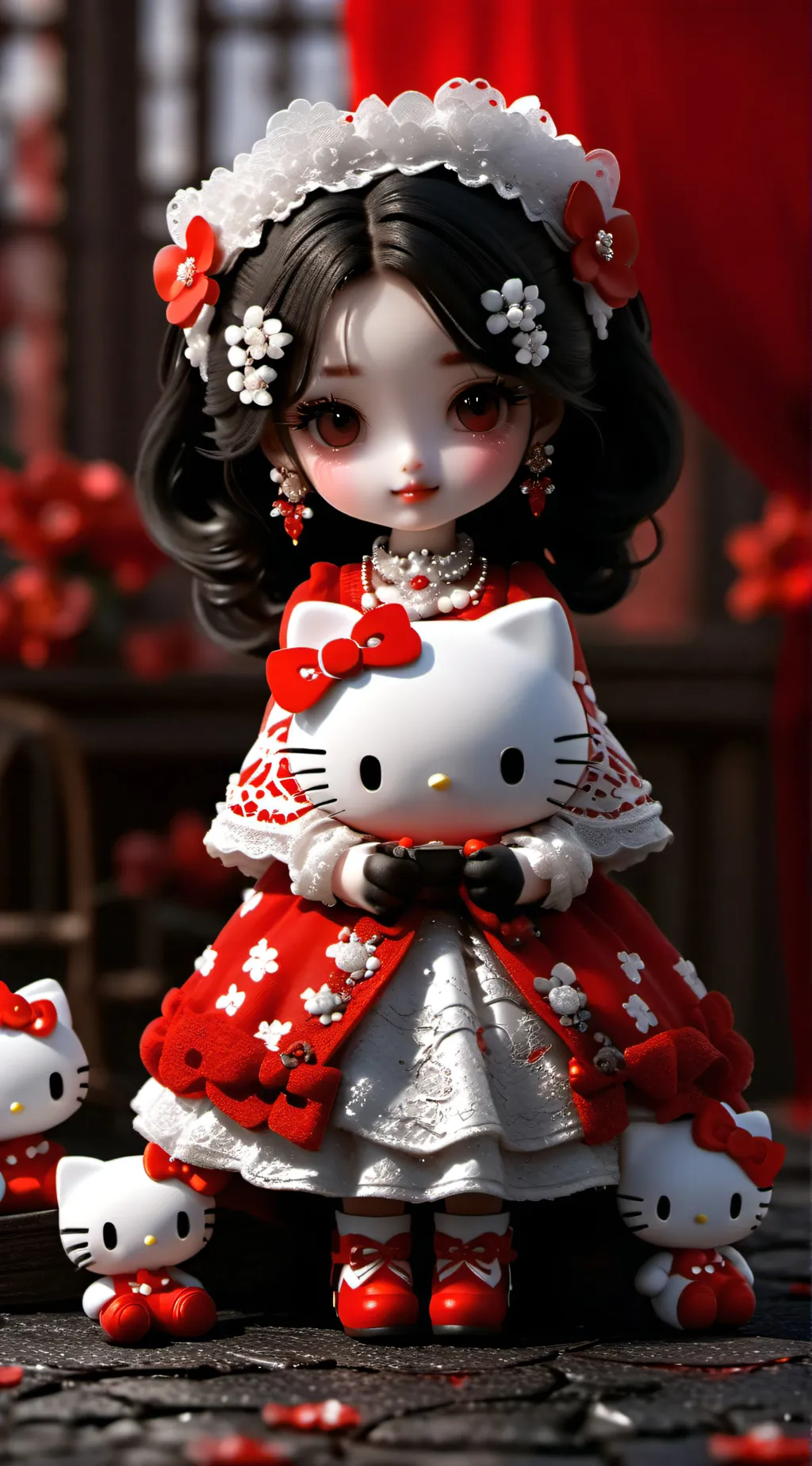 ai character: Hello kitty  background