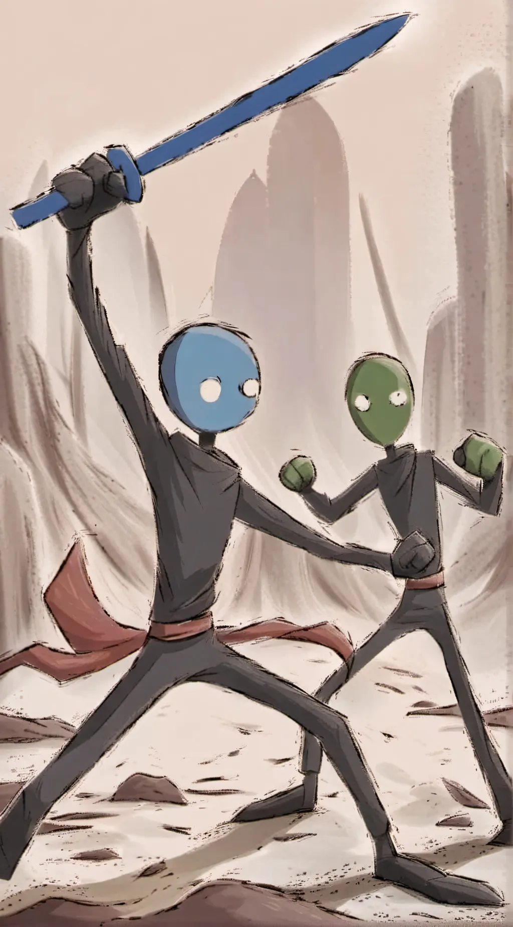 ai character: Green vs blue background