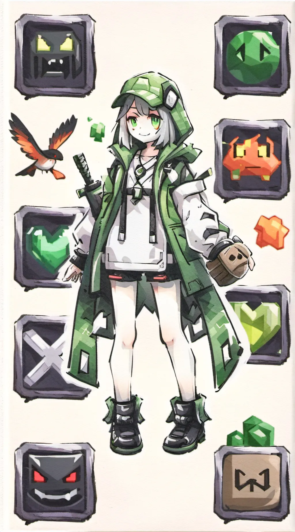 ai character: creeper girl background