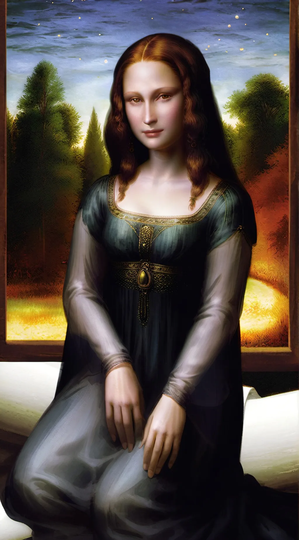 ai character: Mona Lisa  background