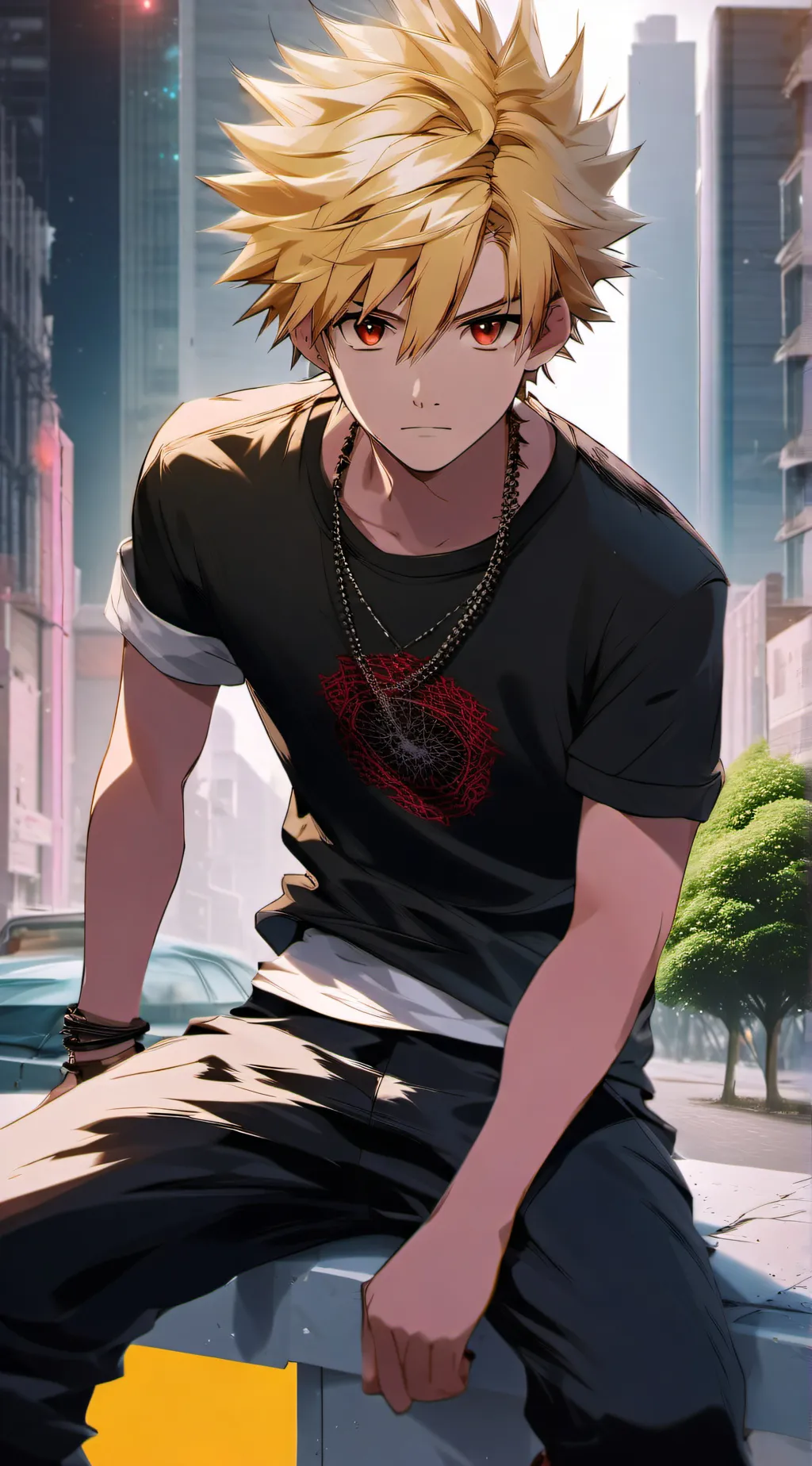 ai character: Bakugo katsuki  background