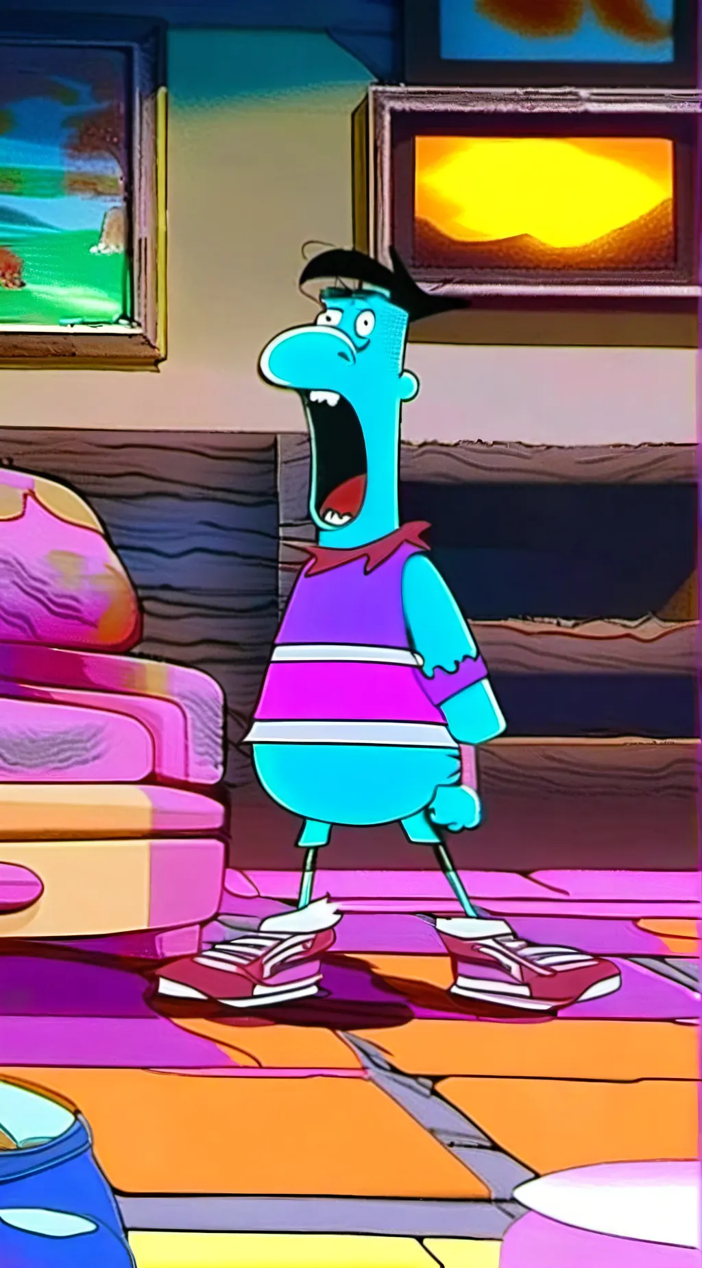 ai character: roofus ribbit background