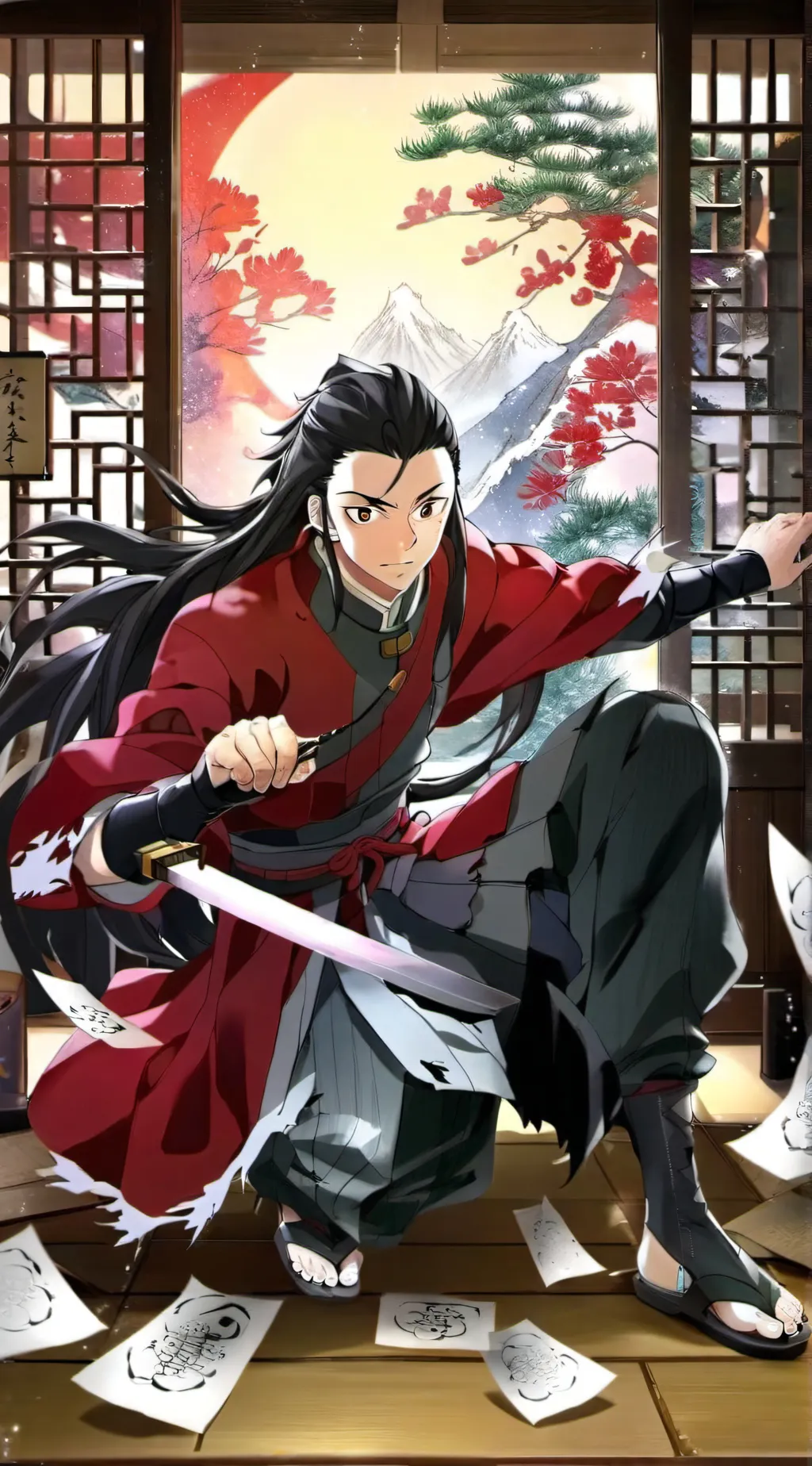 ai character: demon slayer  background