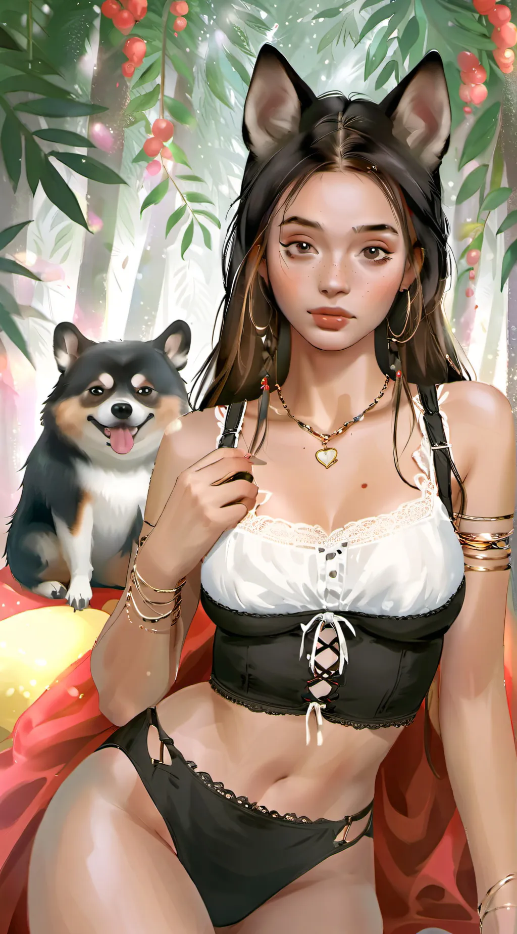 ai character: Livy and pinky(dog background