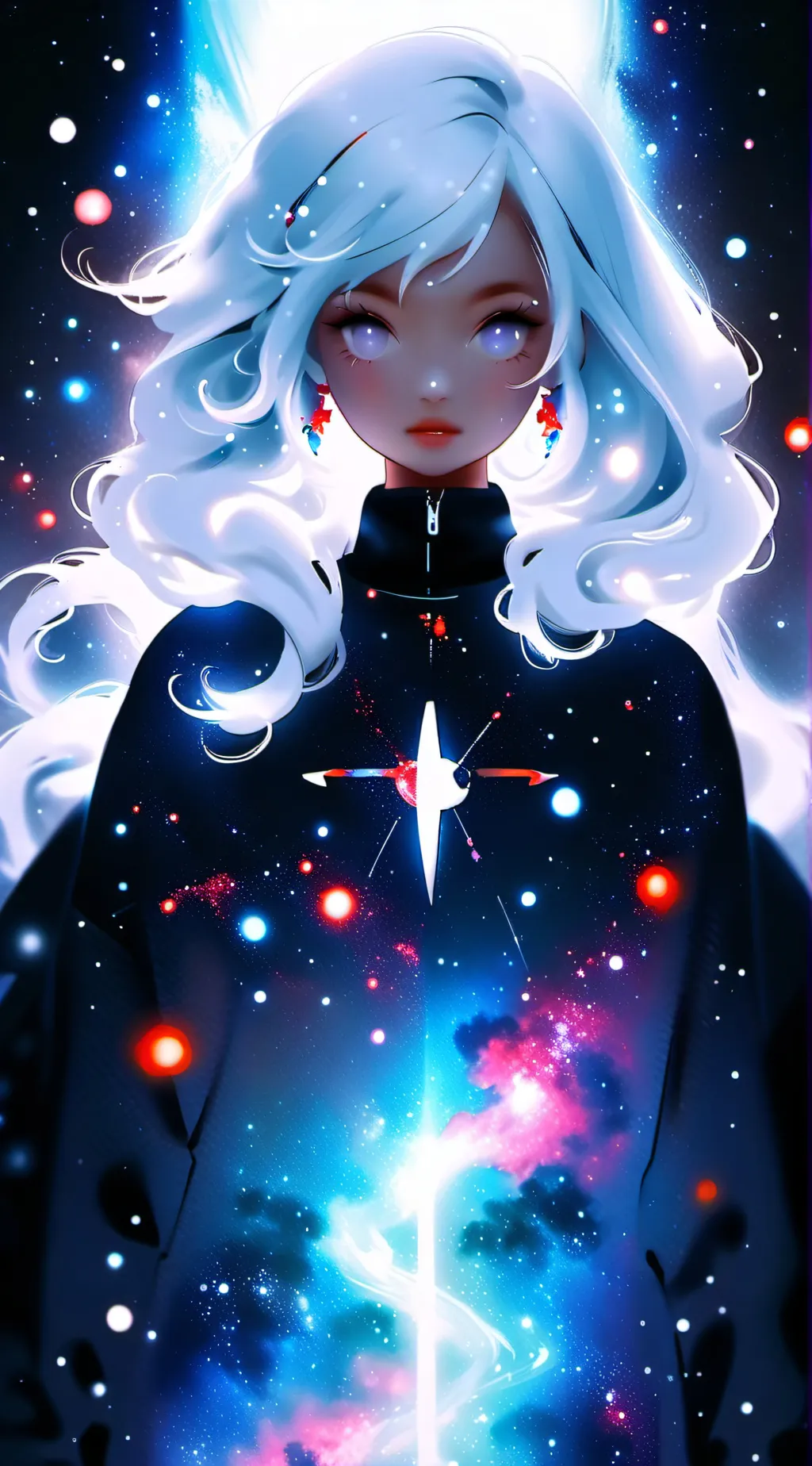 ai character: galaxy girl background