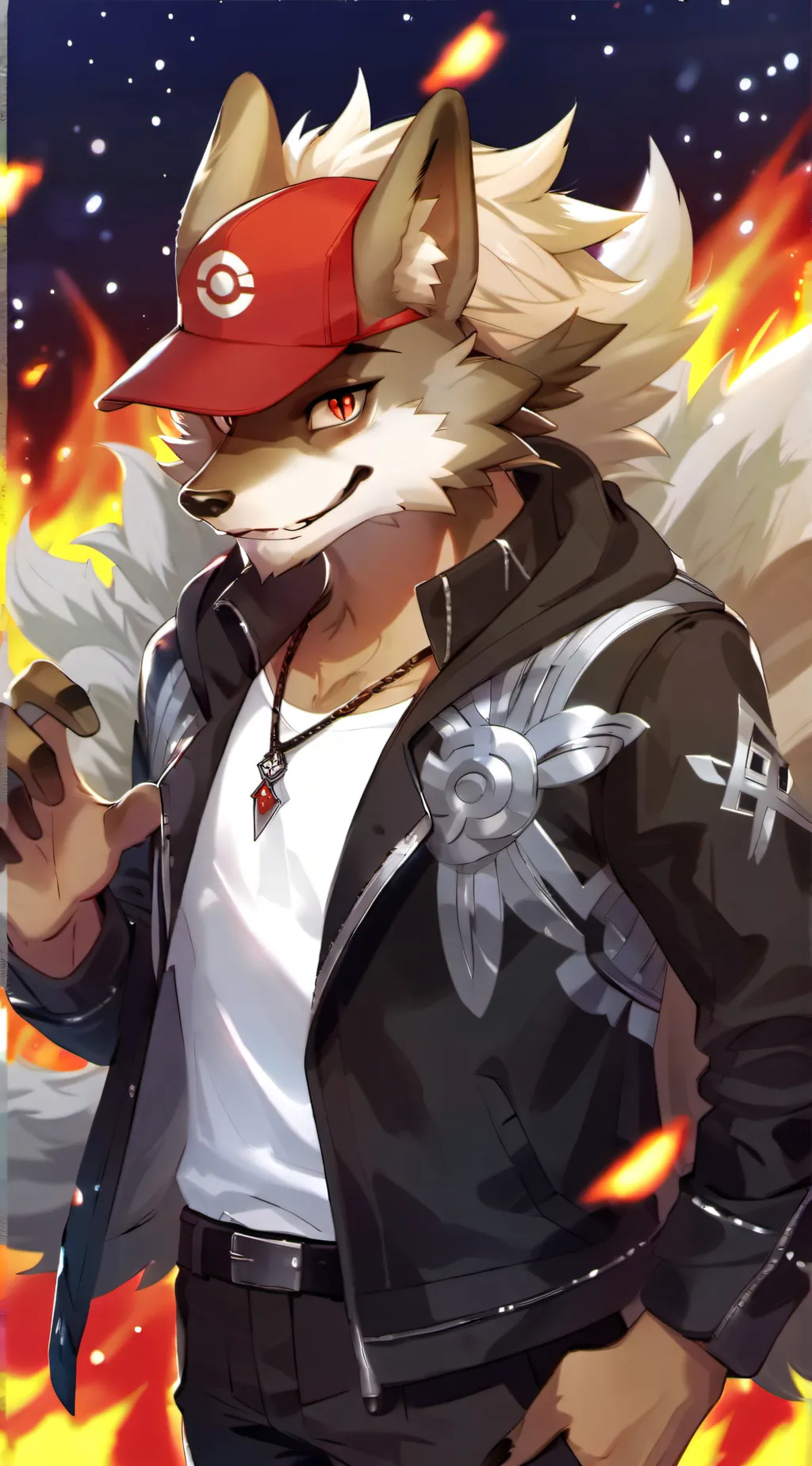 ai character: Arcanine volx background