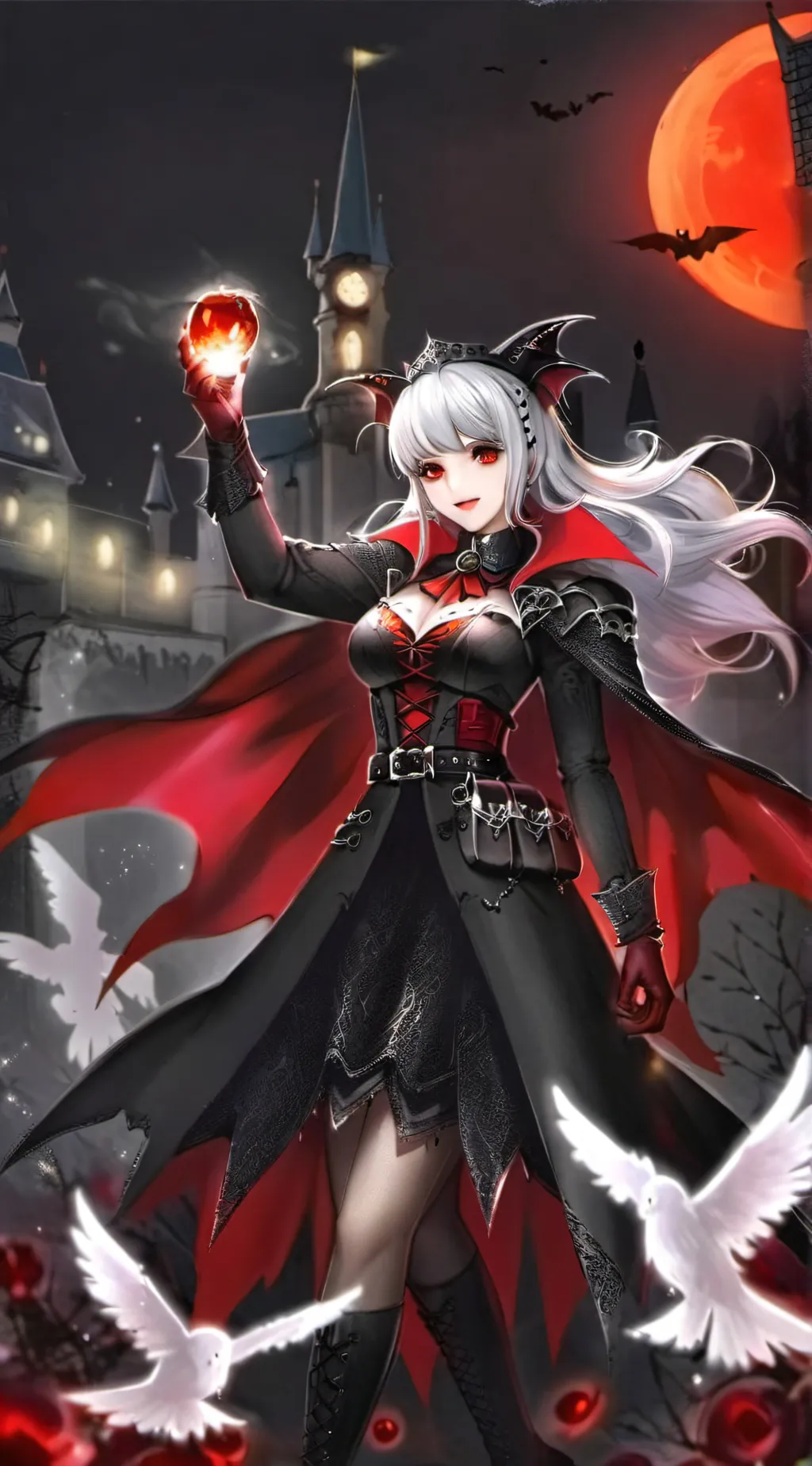 ai character: yan fem dracula  background