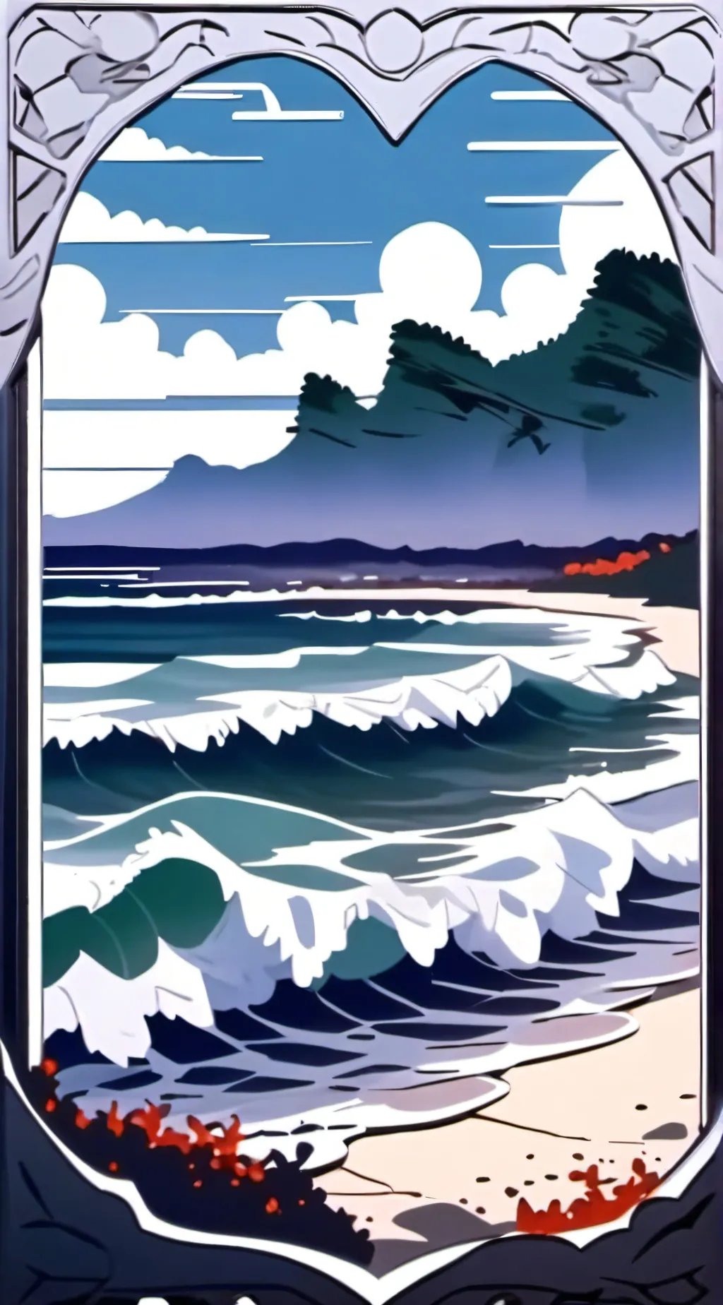 ai character: Fpe x beach background