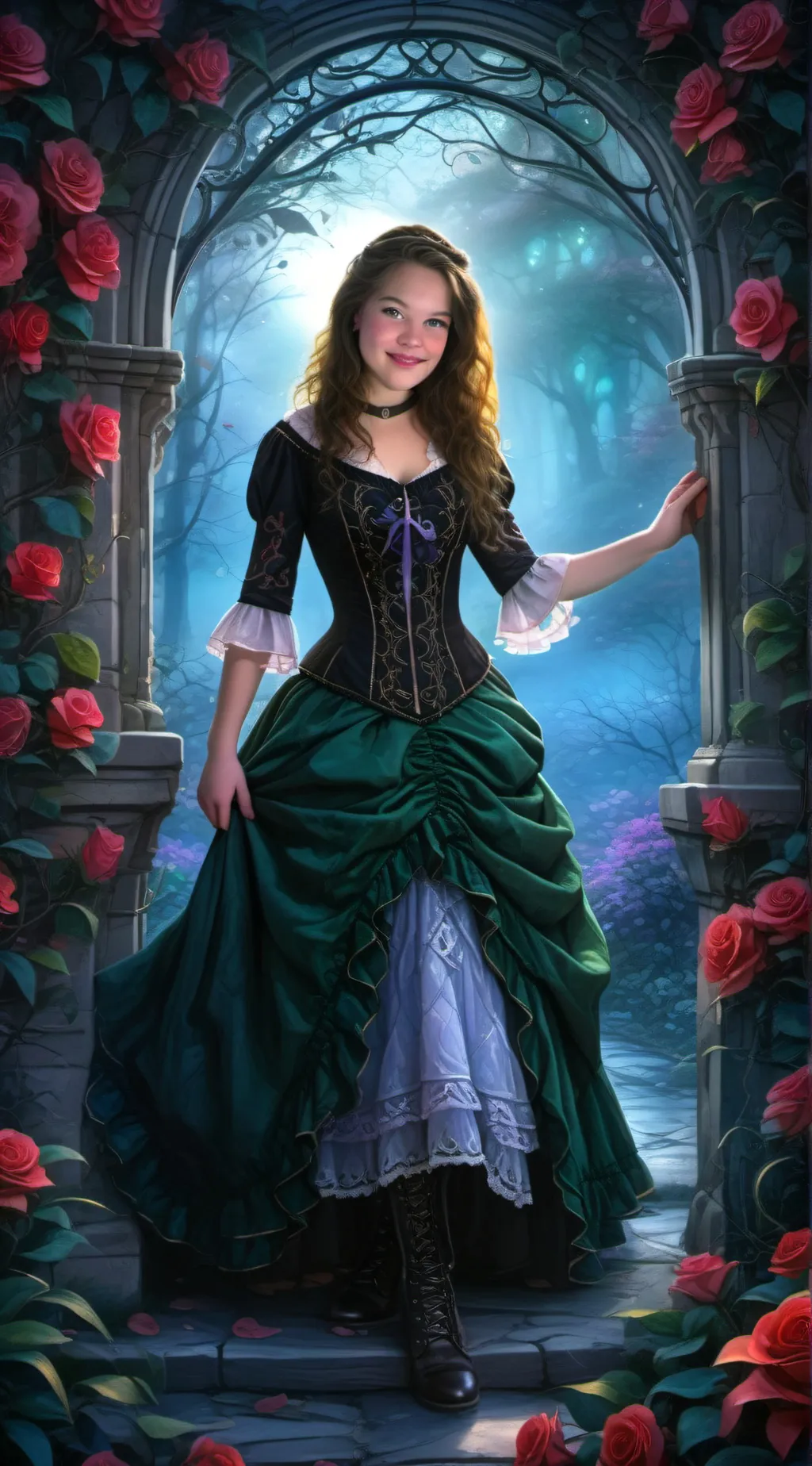 ai character: Bridgette west gre background