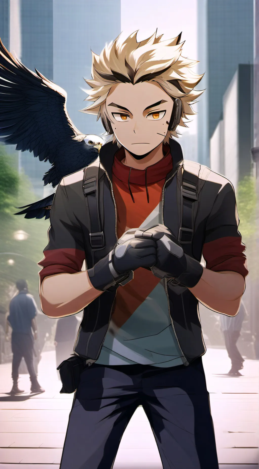 ai character: pro hero Hawks  background