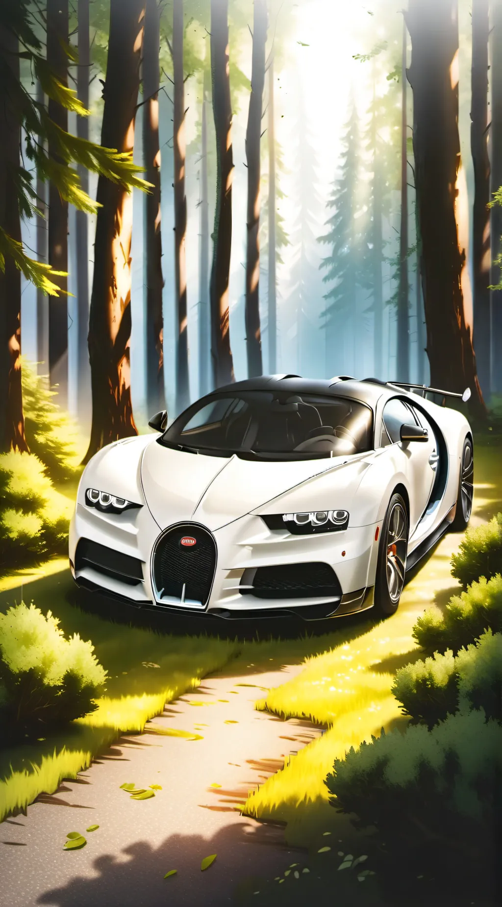 ai character: buggati new car  background