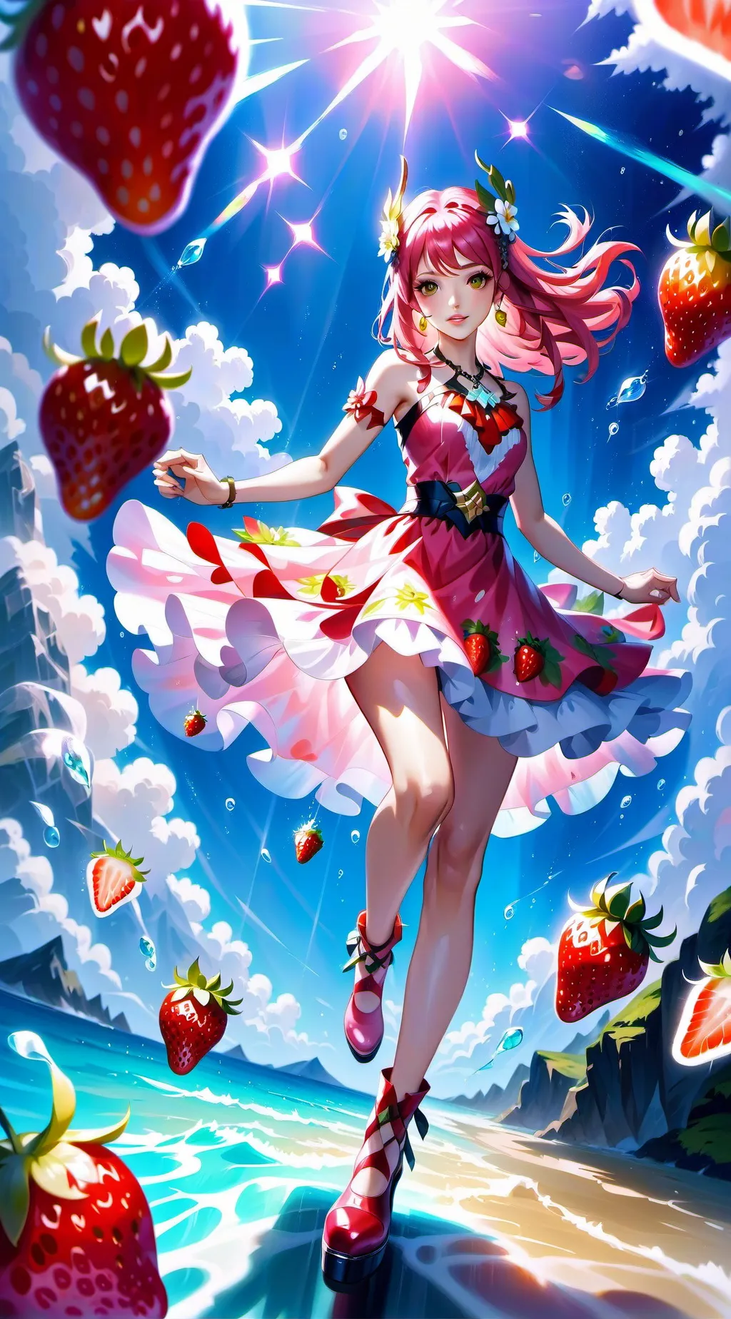 ai character: Bloom Shortcake  background