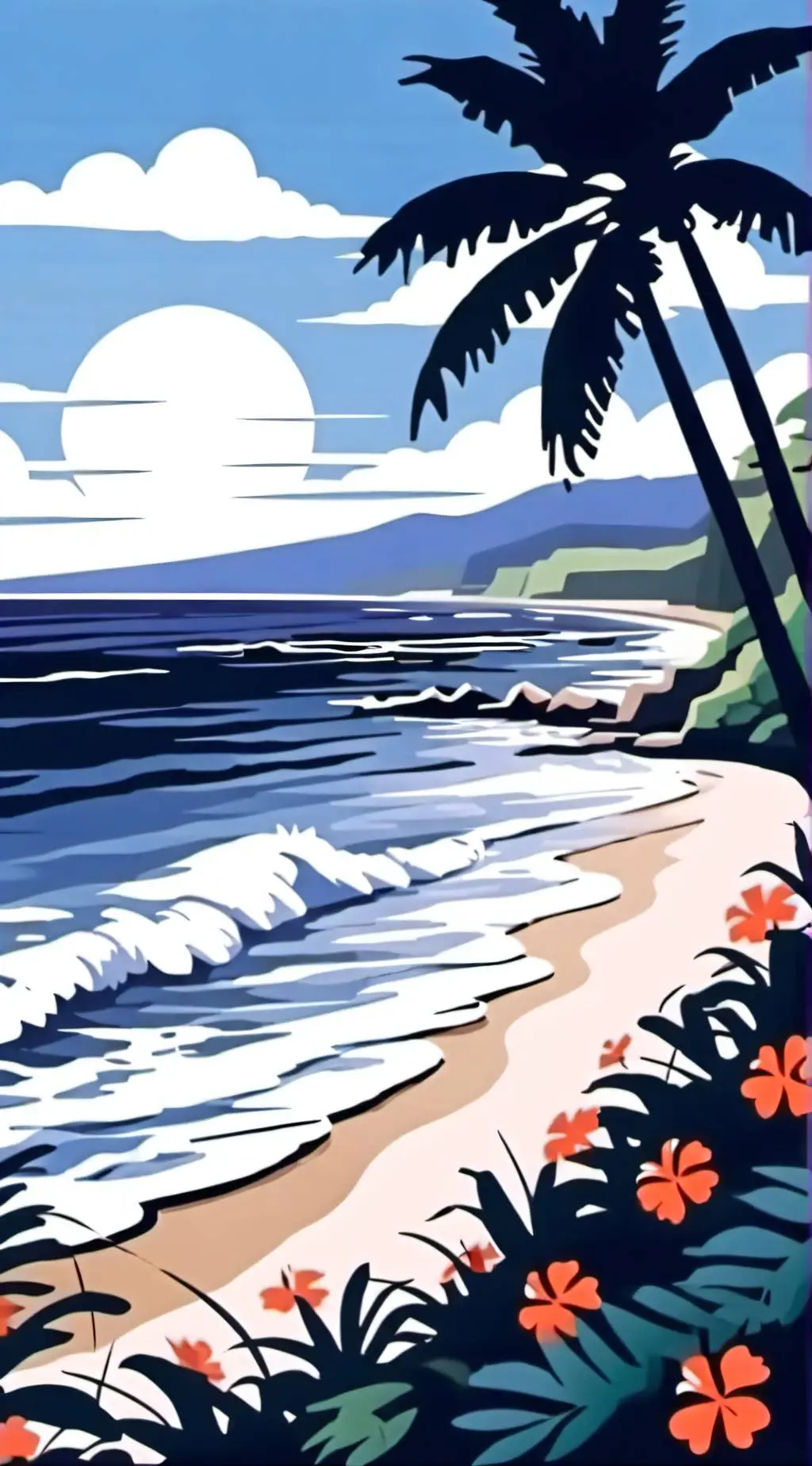 ai character: Hh at the beach 🏖! background