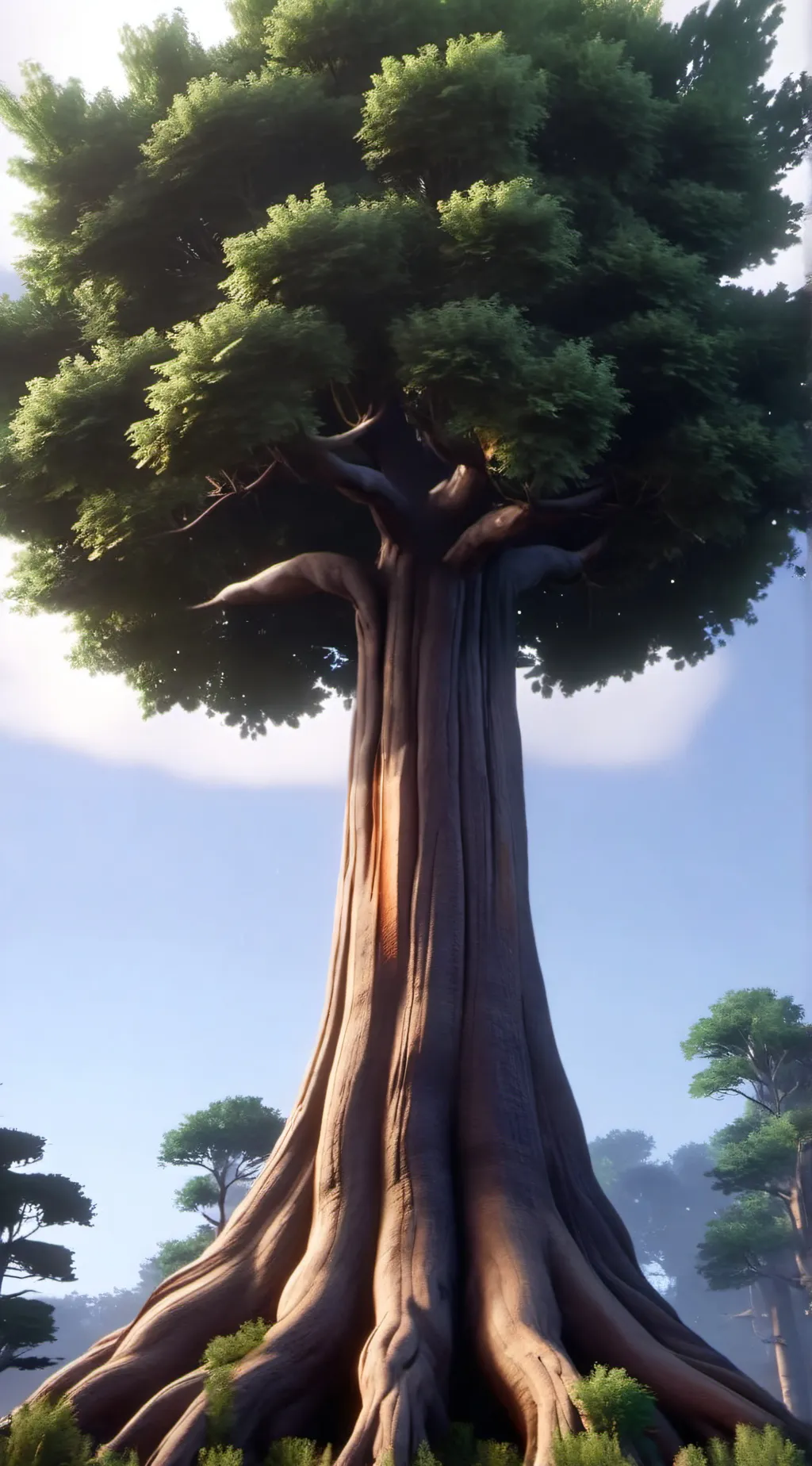 ai character: giant tree background