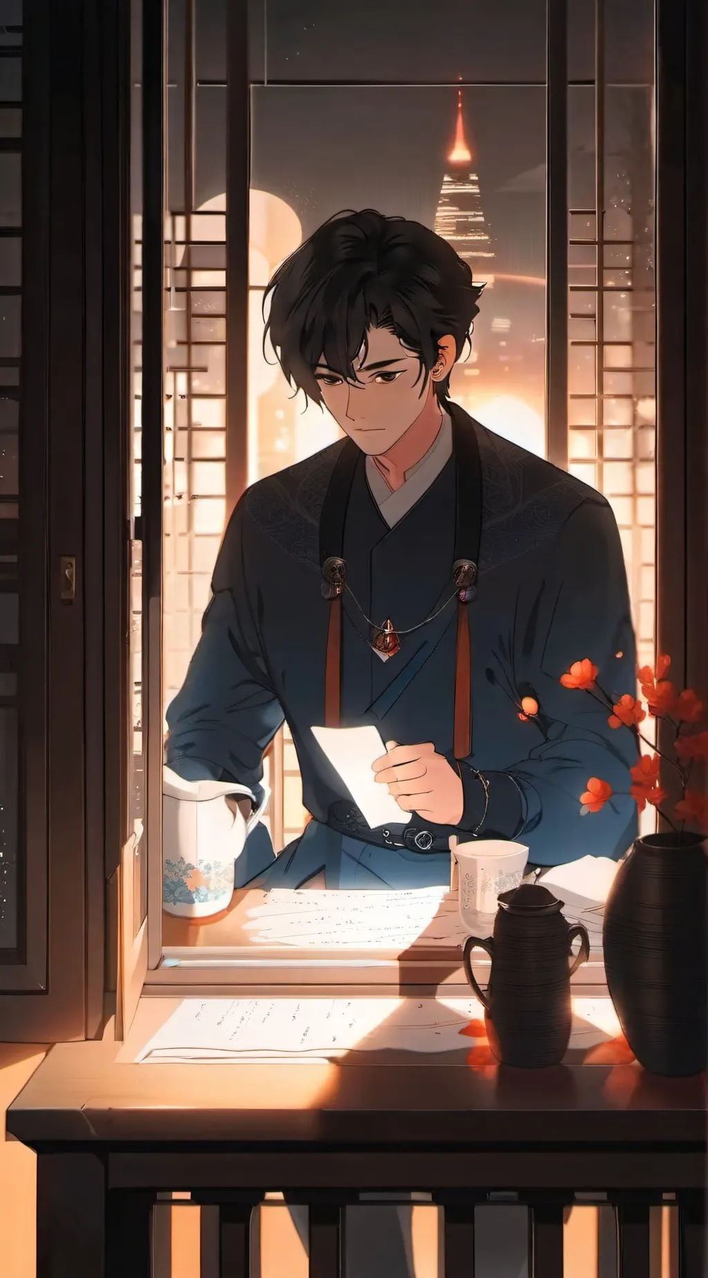 ai character: Asher Gomez  background