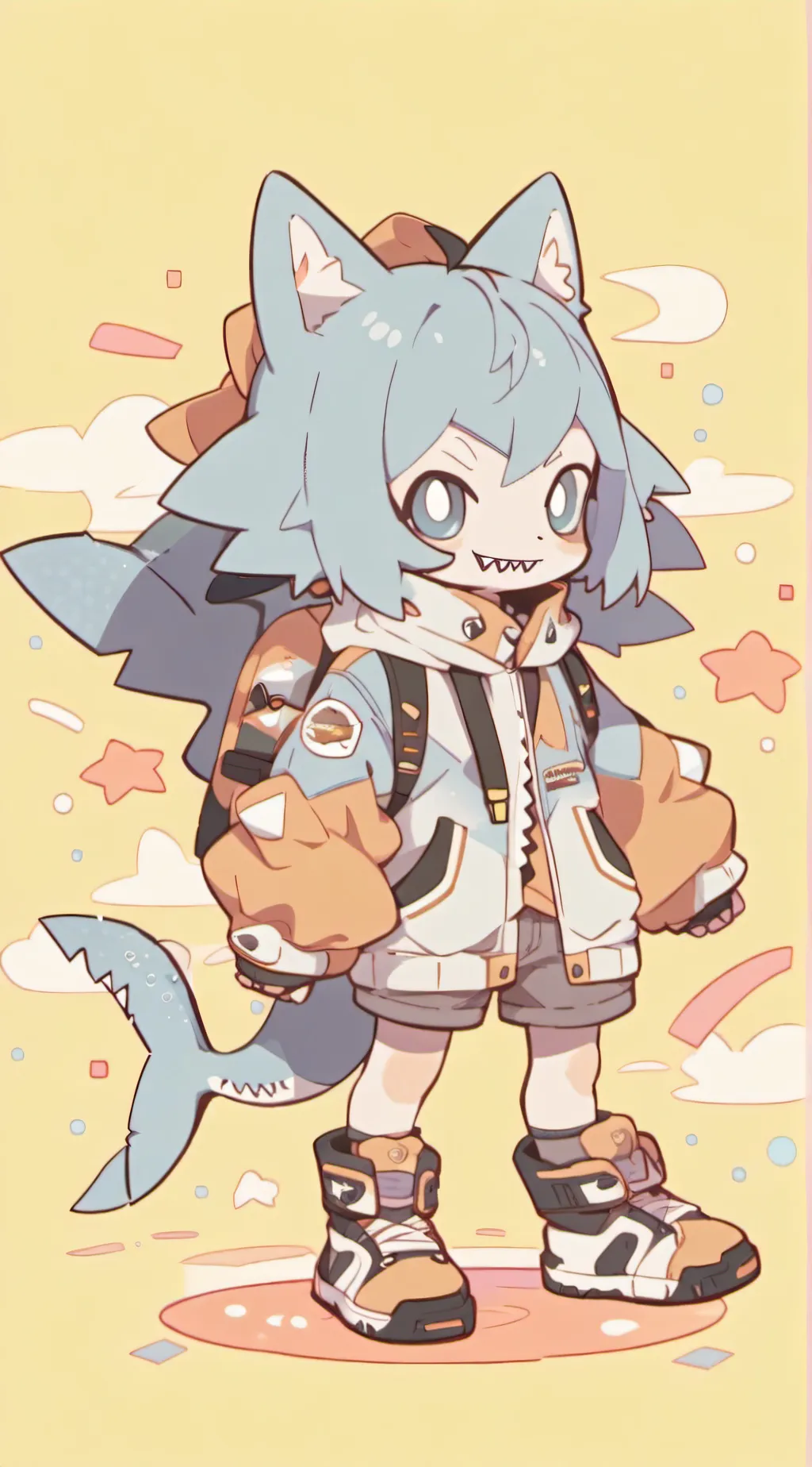 ai character: shark hybrid  background